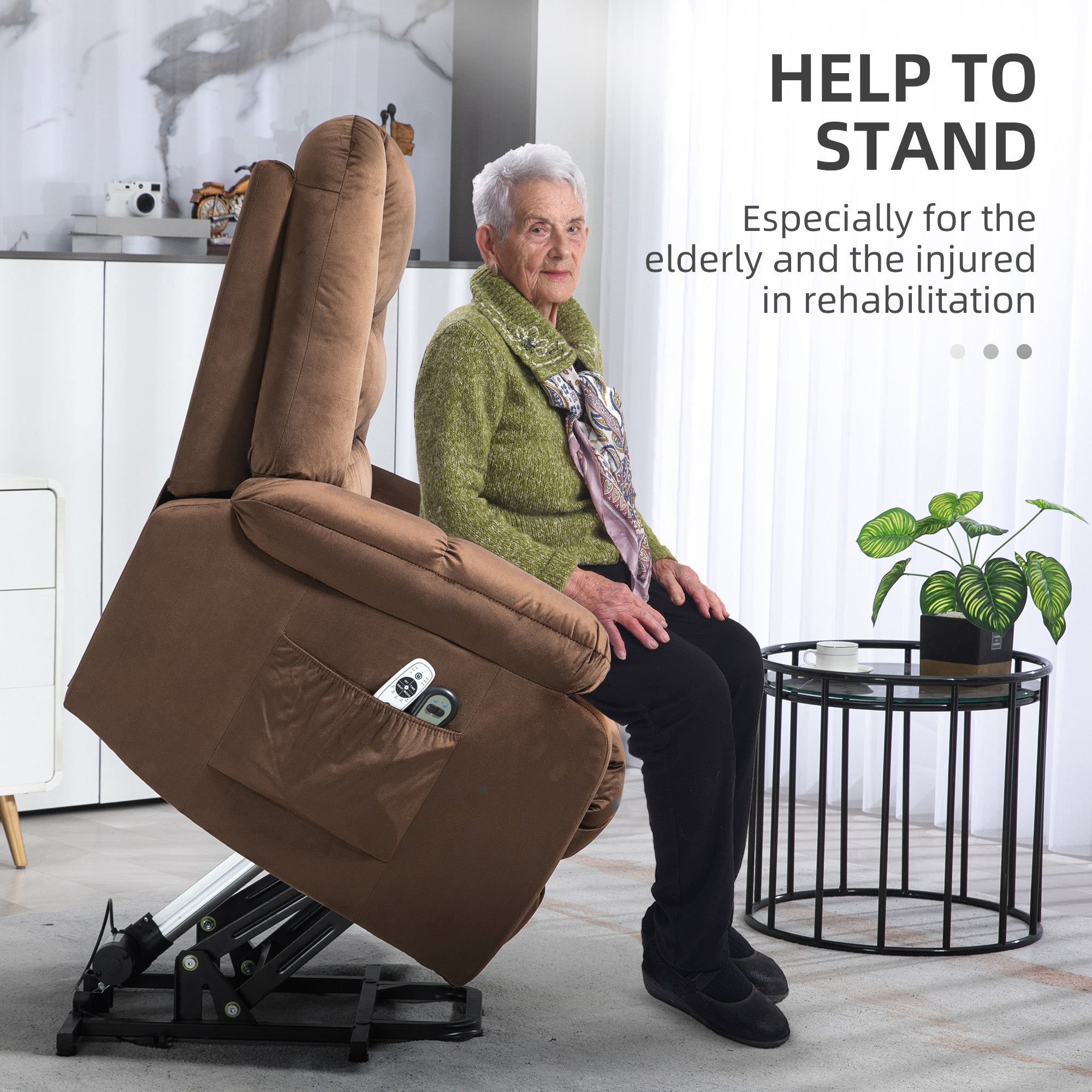 HOMCOM Leathaire Eight Massage Point Armchair, with Heat and Reclining Back - Brown - North Peak Garden Furniture