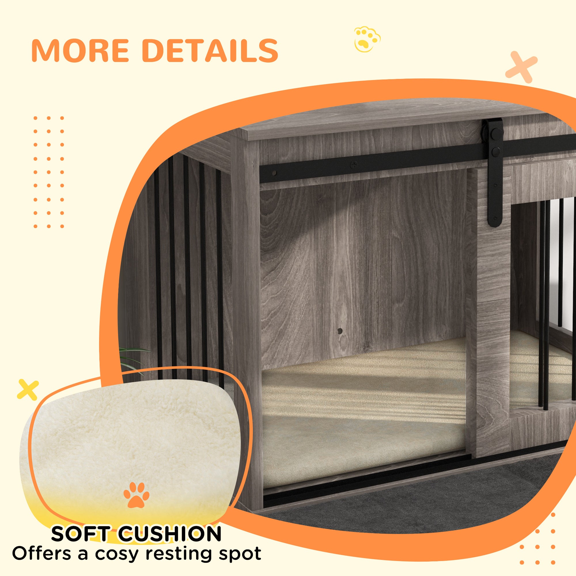 PawHut Dog Crate Furniture with Removable Cushion for Medium Dogs, 80 x 54 x 57cm - Brown - North Peak Garden Furniture