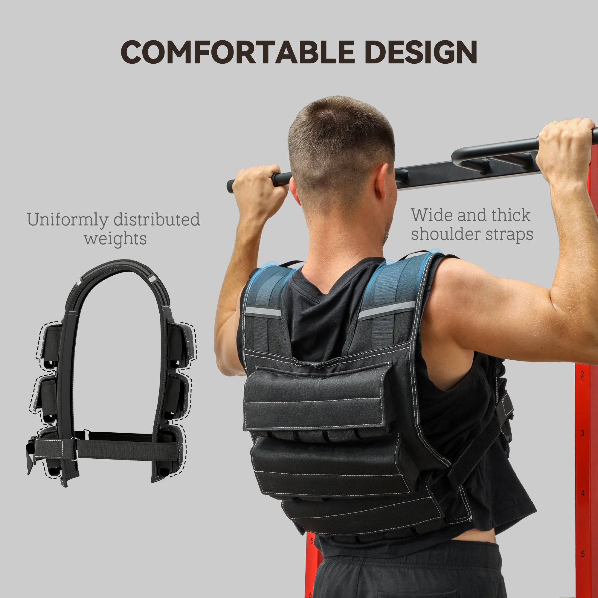 SPORTNOW 20KG Adjustable Weighted Vest, Running Weight Vest, with 30 Metal Weights, Reflective Strips, for Running, Exercise - North Peak Garden Furniture