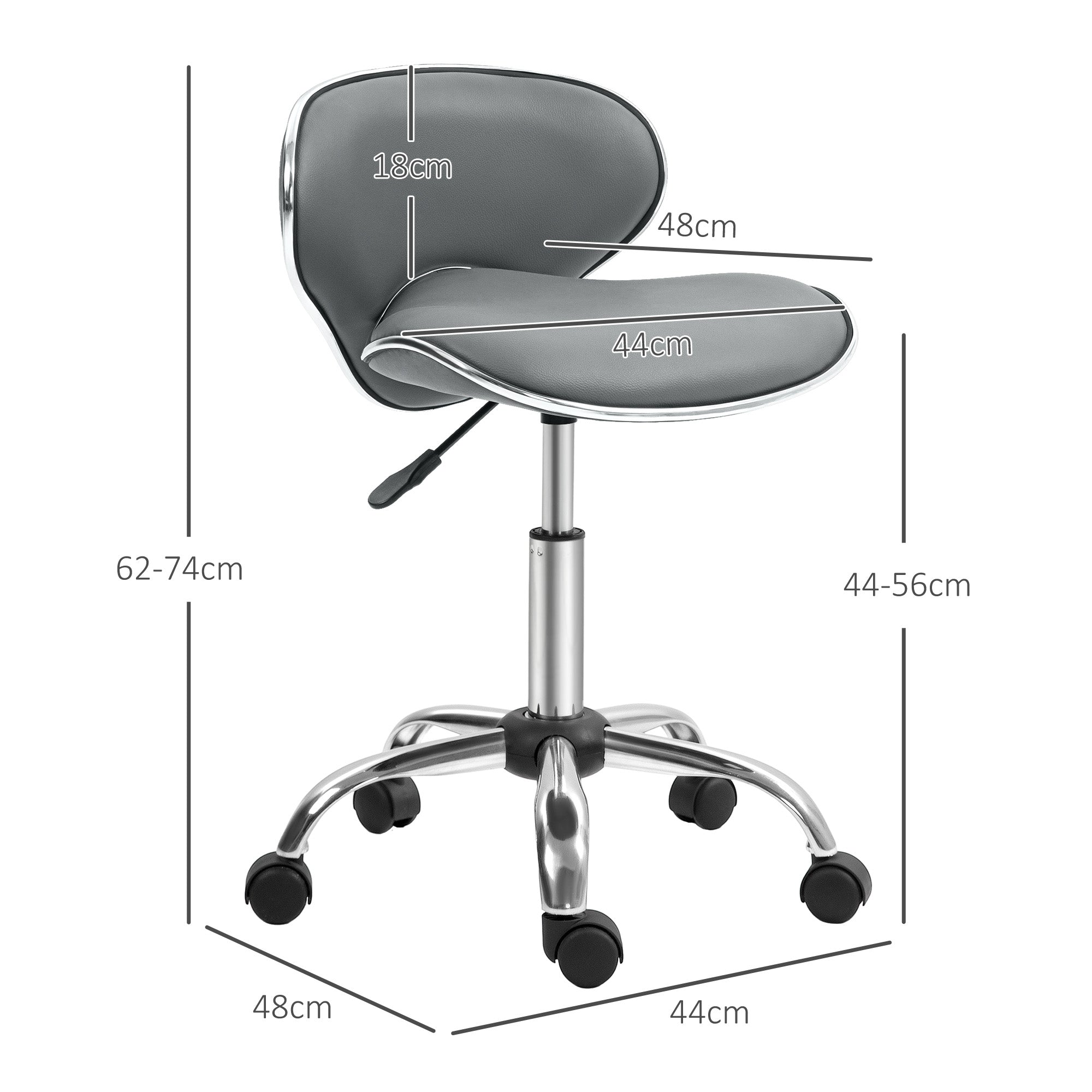 HOMCOM Adjustable Rolling Swivel Beauty Salon Chair, Stool for Spa, Grey - North Peak Garden Furniture