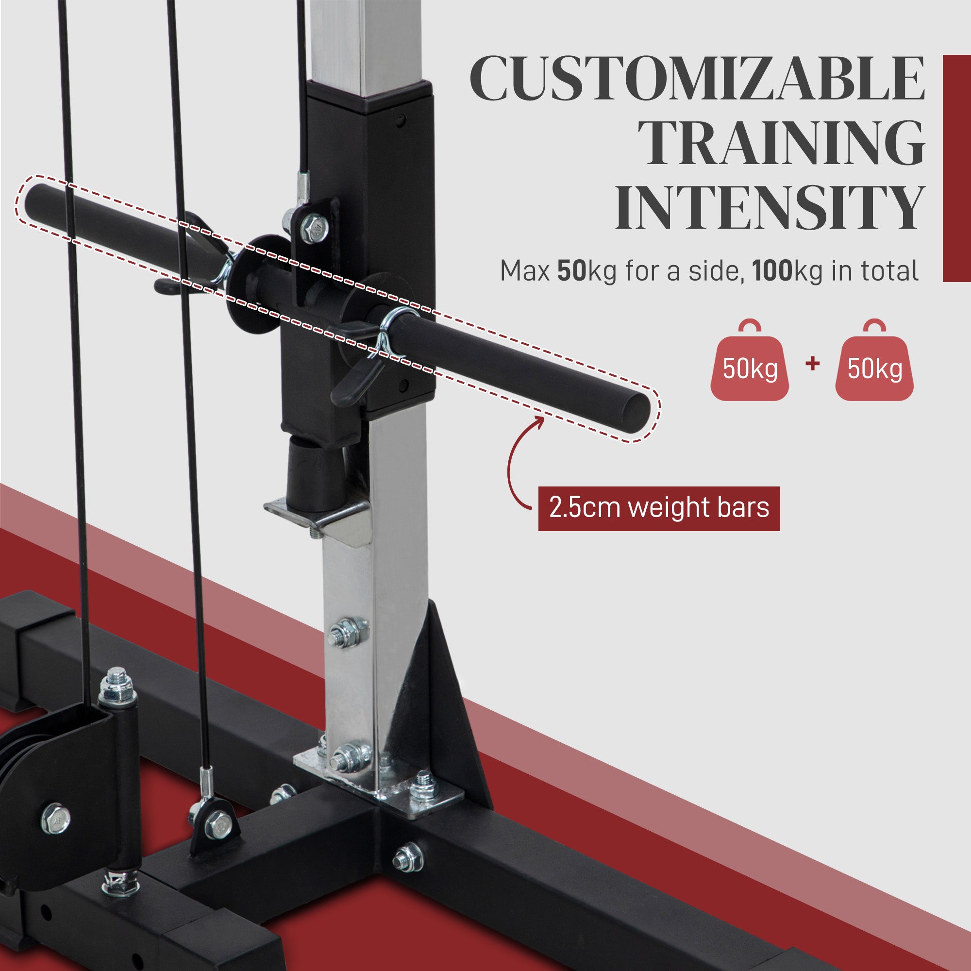 SPORTNOW Multi Home Gyms with Cable Pulley System, Cable Crossover Machine with 4 Handles for Full Body Strength Training, Power Rack for Home Workout, Black - North Peak Garden Furniture