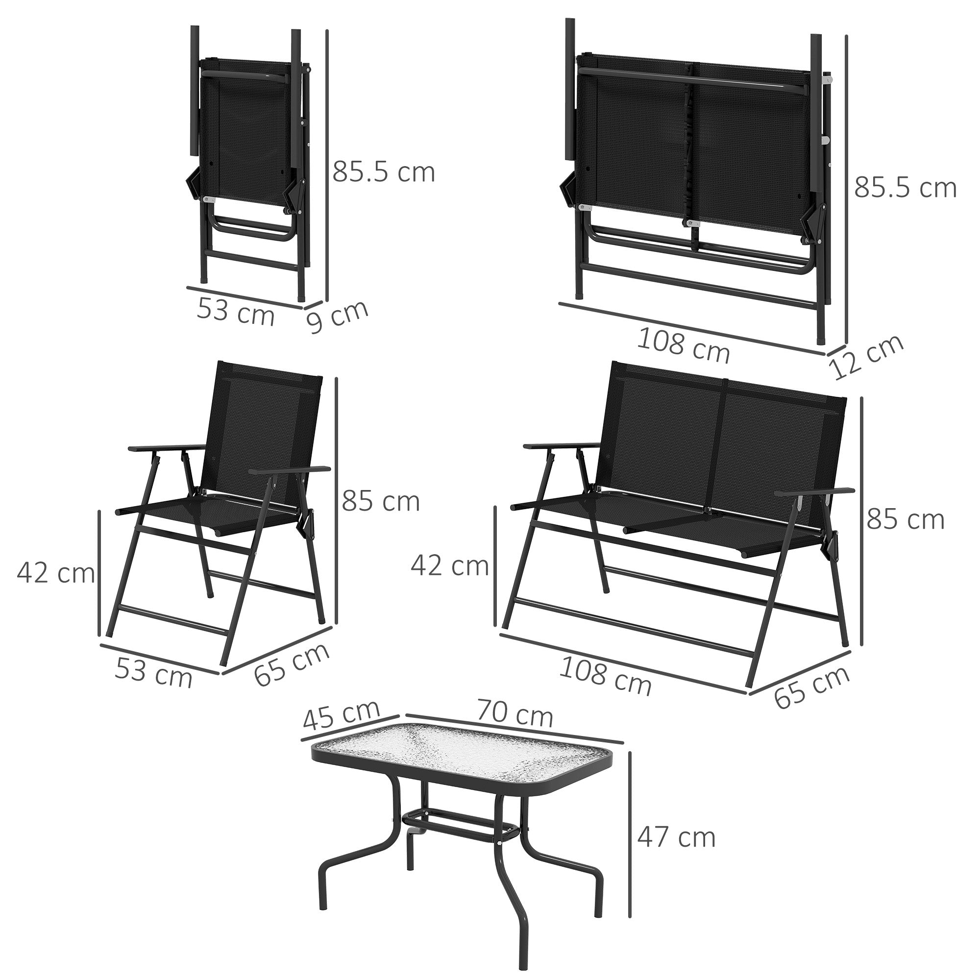 Outsunny 4 Pieces Patio Furniture Set - Black - North Peak Garden Furniture