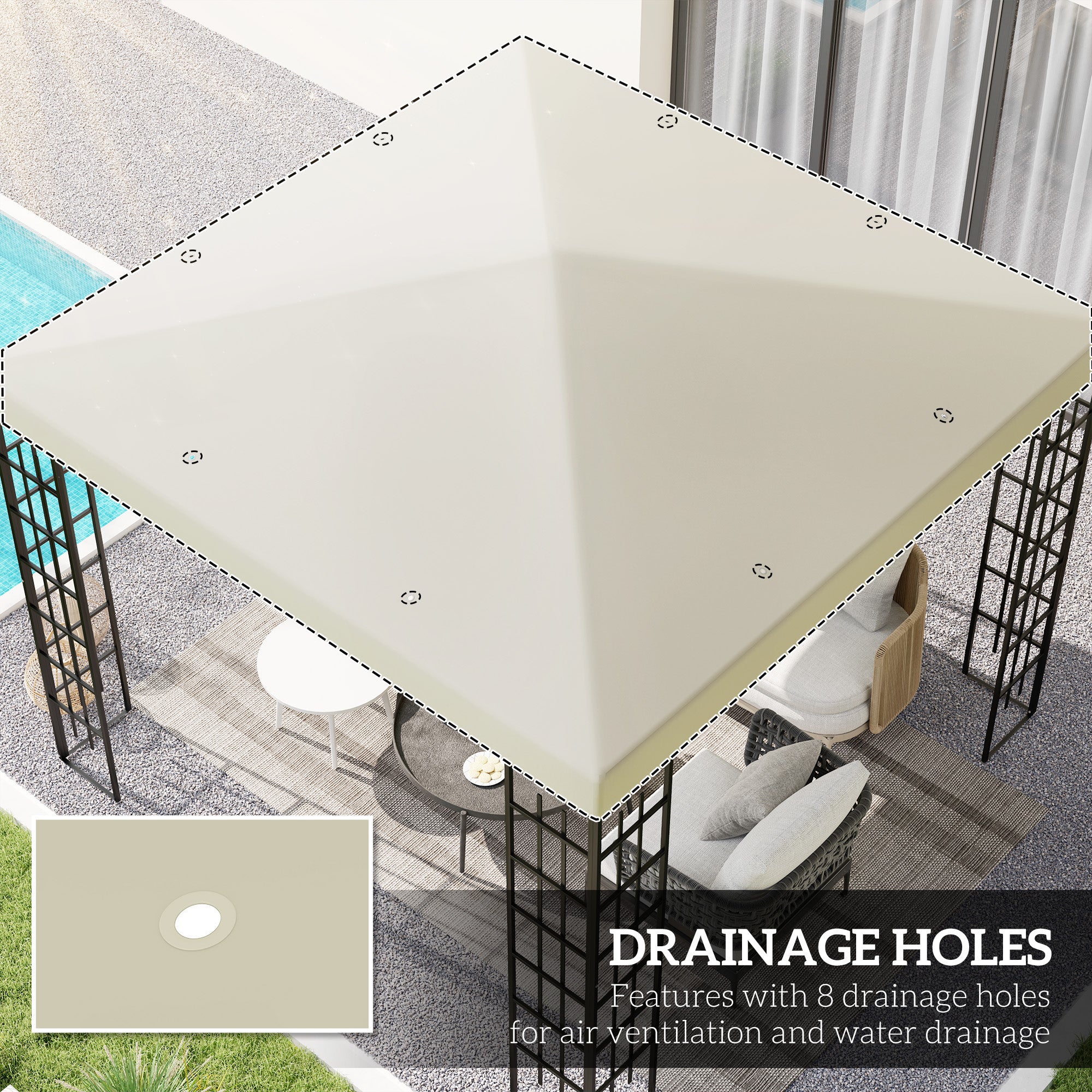 Outsunny 3 x 3(m) Gazebo Frame Replacement - Cream - North Peak Garden Furniture