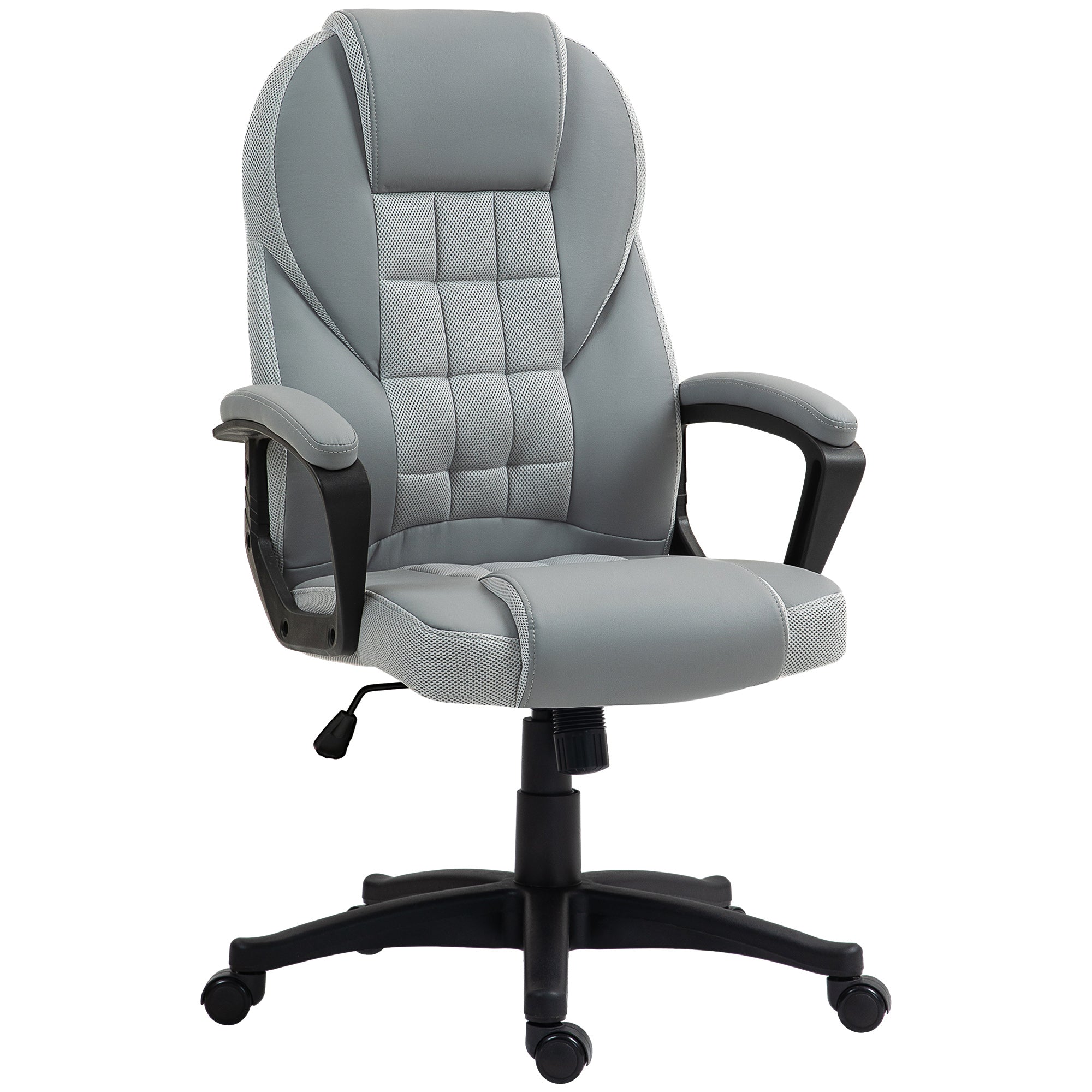 HOMCOM Faux Leather Office Chair - Grey - North Peak Garden Furniture