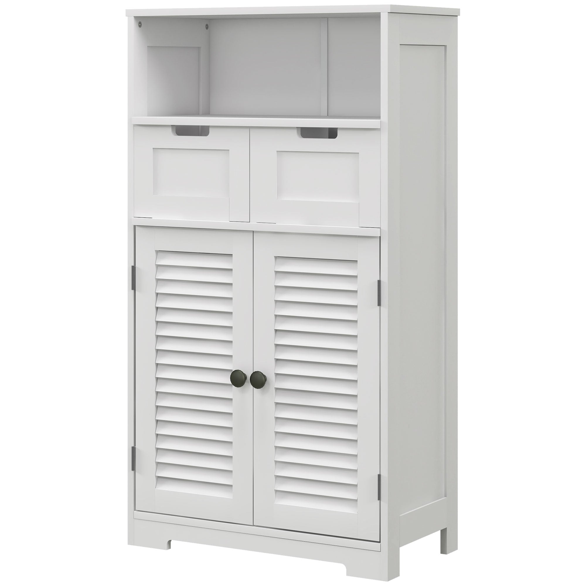 kleankin Three-Part Bathroom Storage Unit, with Shelf, Drawers & Cupboard - White