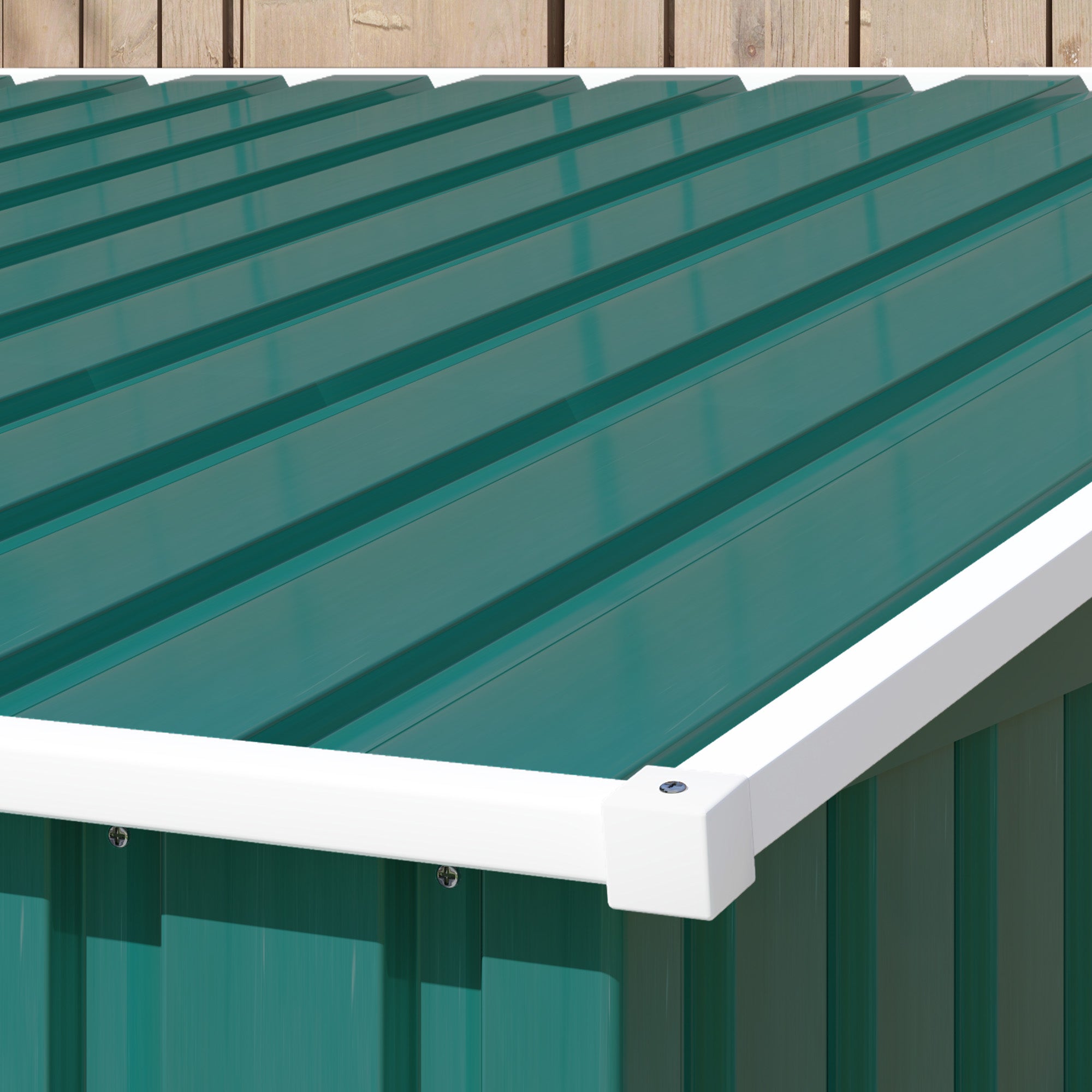 Outsunny 7 x 5ft Galvanised Metal Shed, with Sliding Door - Green - North Peak Garden Furniture