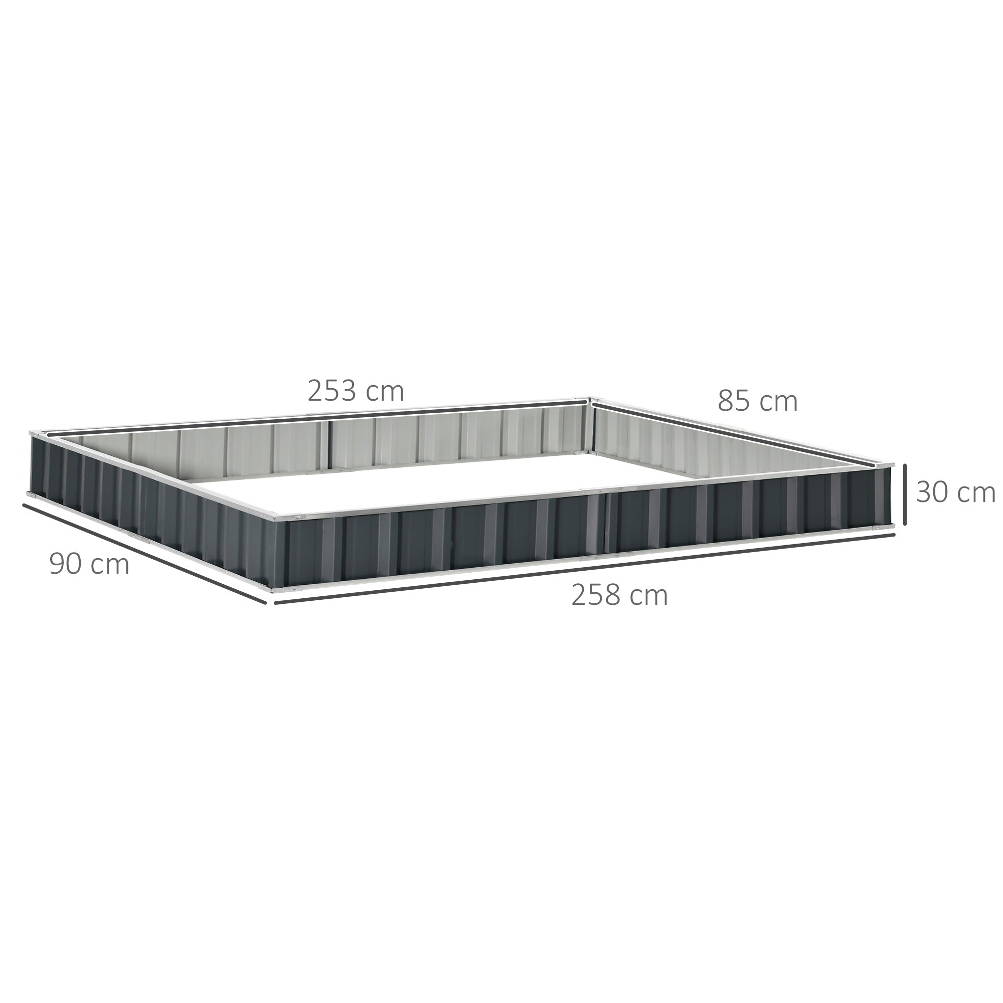 Outsunny 645L Metal Raised Garden Bed, DIY Large Steel Planter Box, No Bottom w/ A Pairs of Glove for Backyard, Patio to Grow Vegetables, Herbs, and Flowers, 258cmx90cm - North Peak Garden Furniture