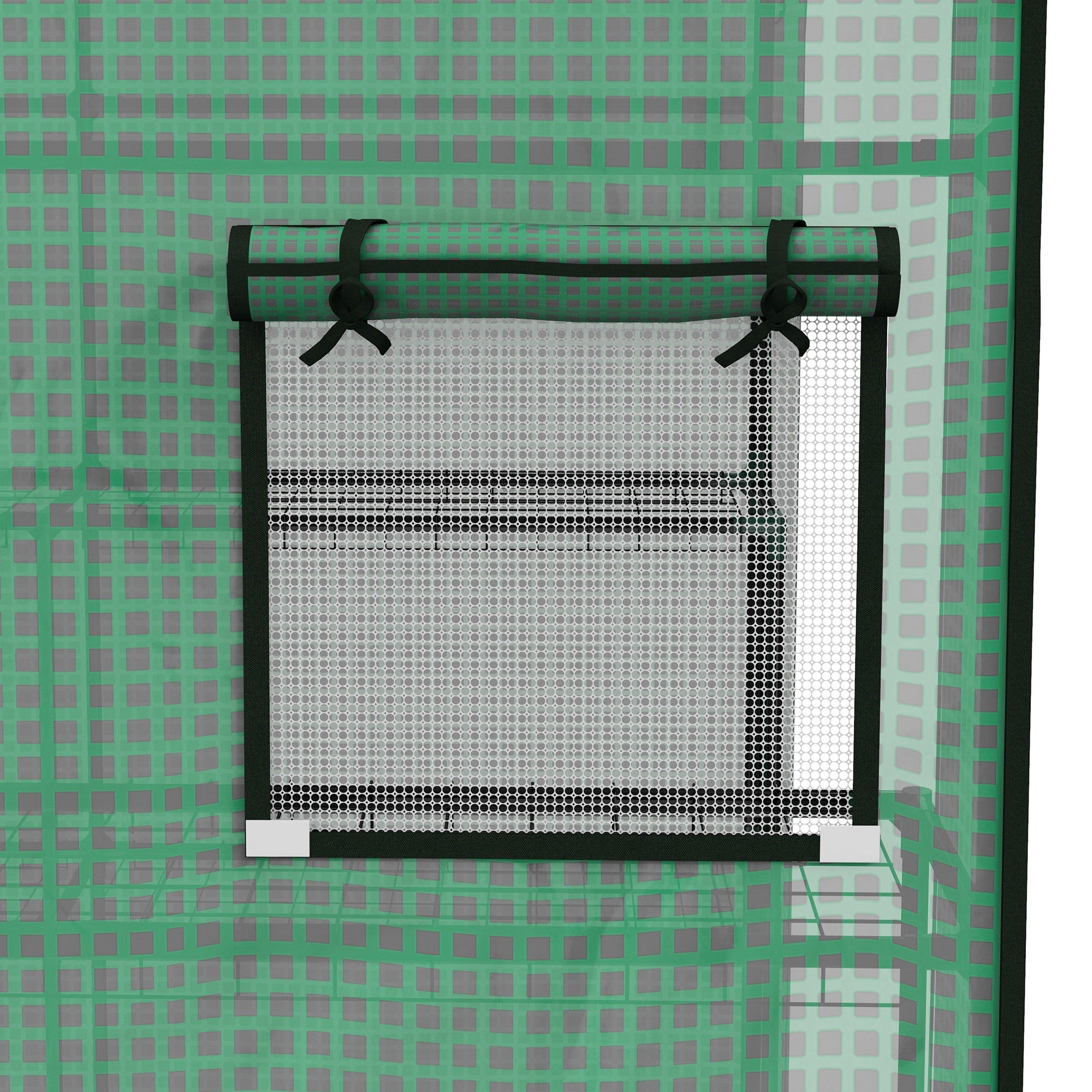 Outsunny Greenhouse Cover Replacement Walk-in PE Hot House Cover with Roll-up Door and Windows, 140 x 143 x 190cm, Green - North Peak Garden Furniture
