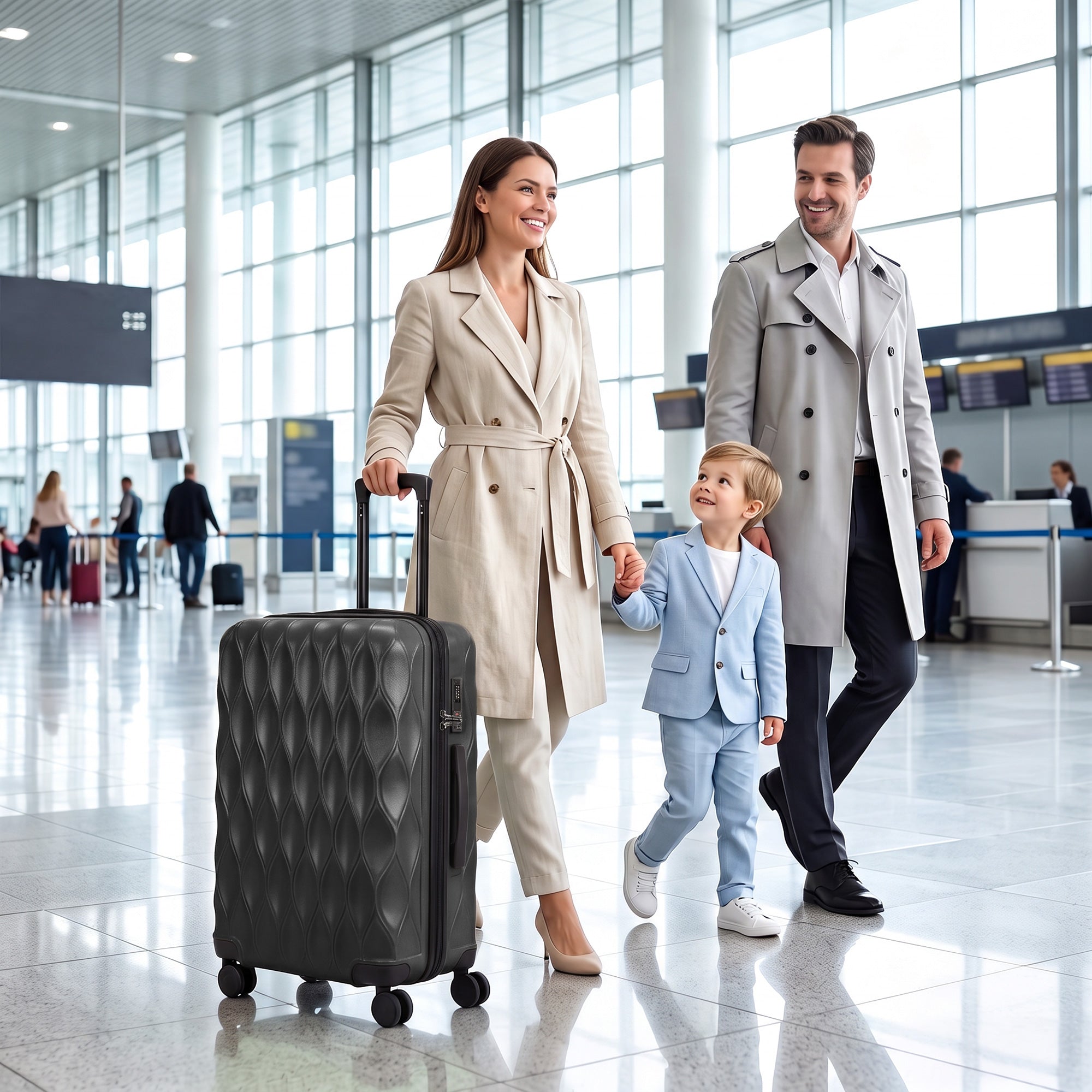 HOMCOM 65cm 64L Suitcase, Lightweight ABS Hard Shell Carry On Luggage with TSA Lock, Spinner Wheels, Telescopic Handle, Black
