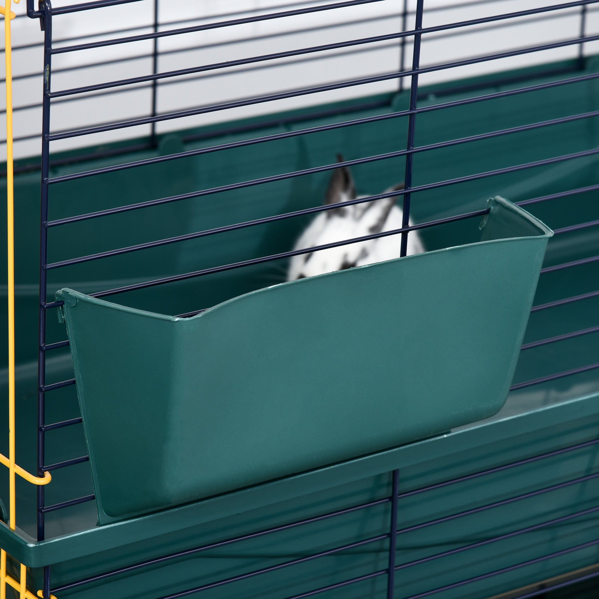 PawHut Indoor Rabbit Guinea Pig Cage Small Animal Cage Two Storey 80 x 44 x 82 cm - North Peak Garden Furniture
