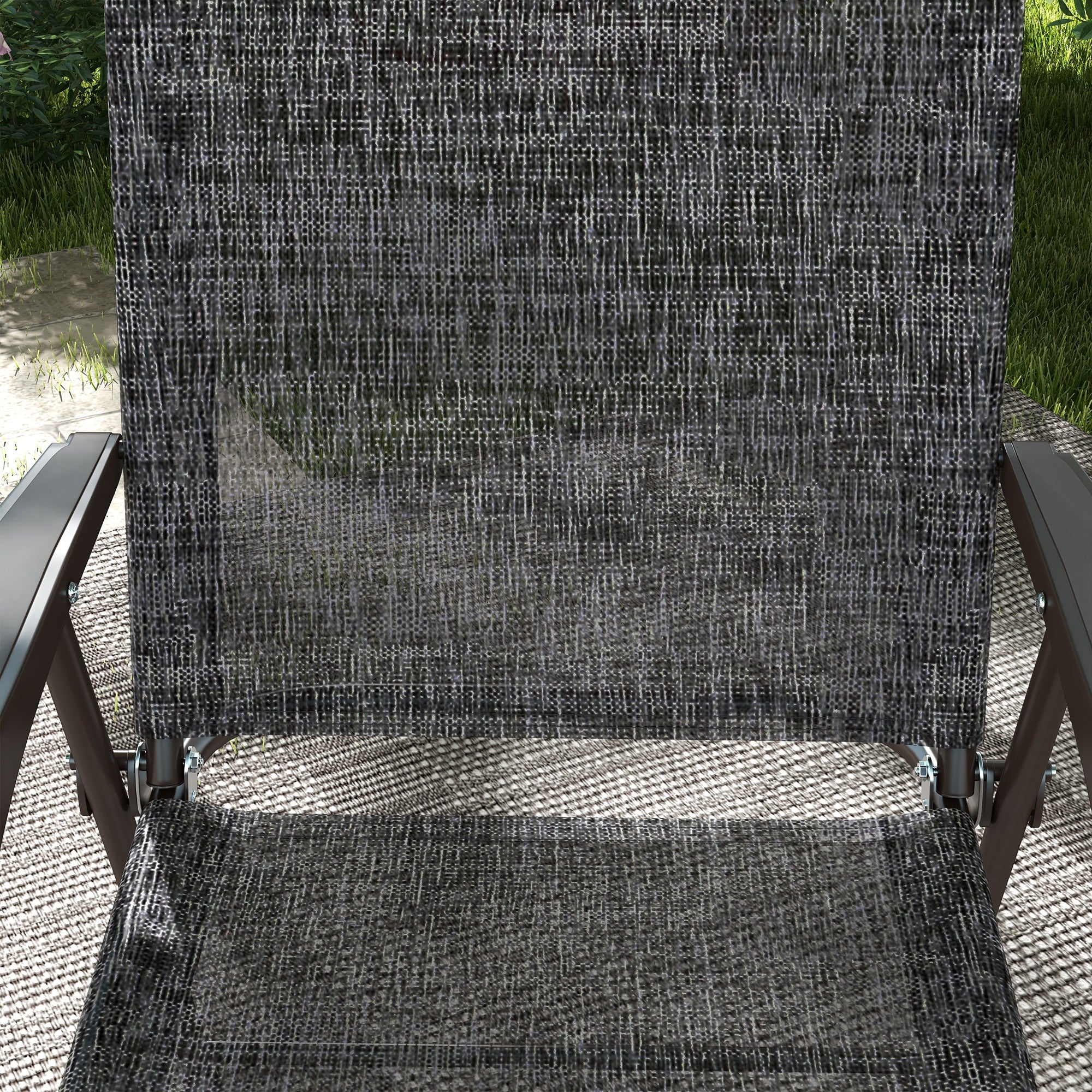 Outsunny Set of Two Folding Garden Chairs, with Fabric Mesh Seats - Grey - North Peak Garden Furniture
