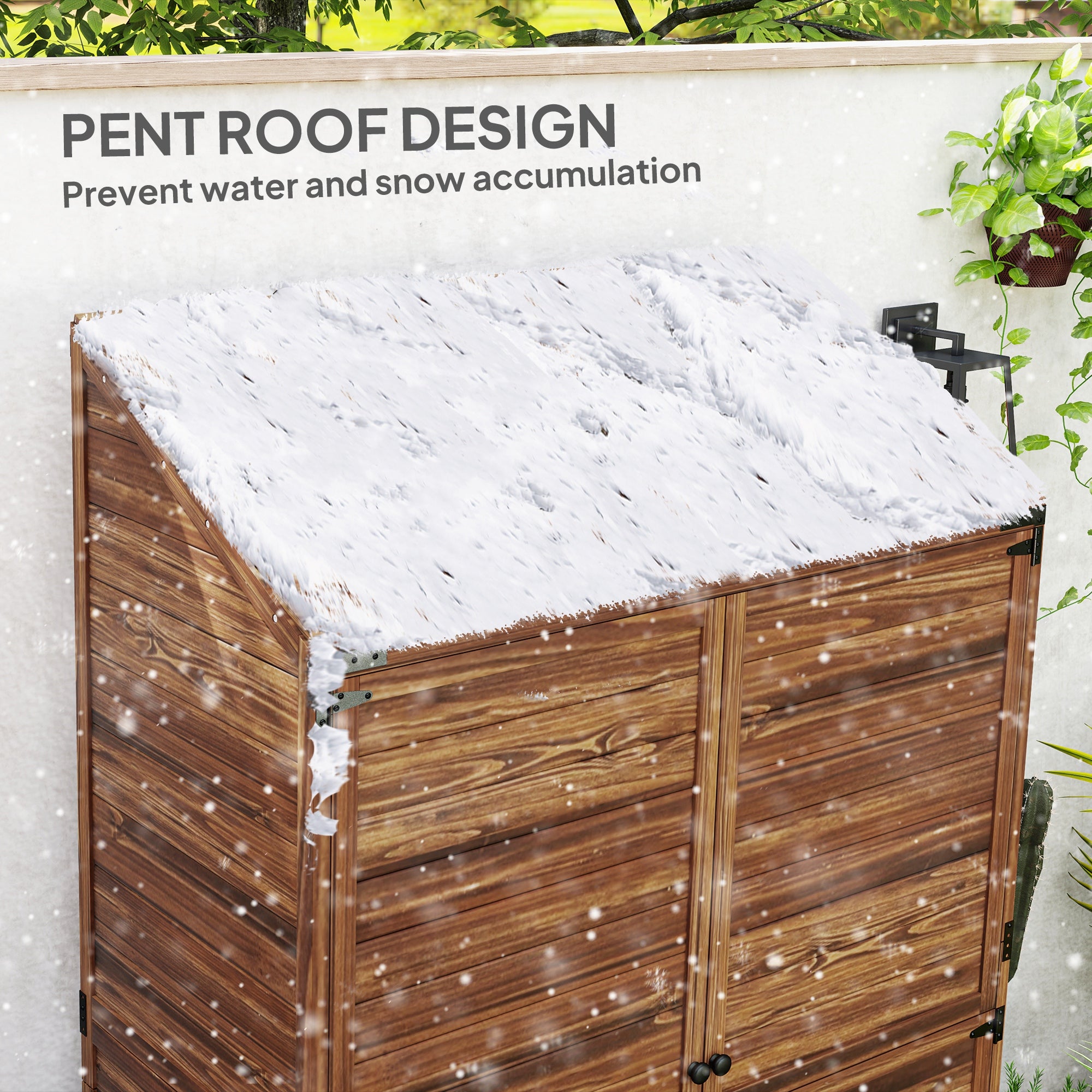Outsunny 59 x 103.5 cm Two-Tier Wooden Garden Shed - Brown - North Peak Garden Furniture