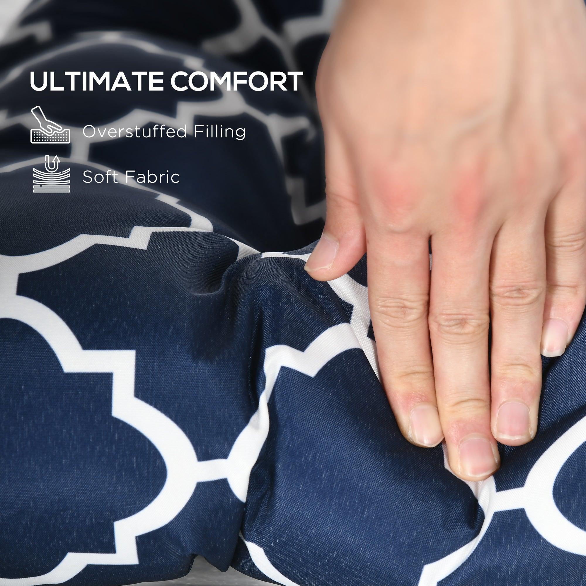 Outsunny Set of Two Patterned Outdoor Seat Cushions - Blue/White - North Peak Garden Furniture