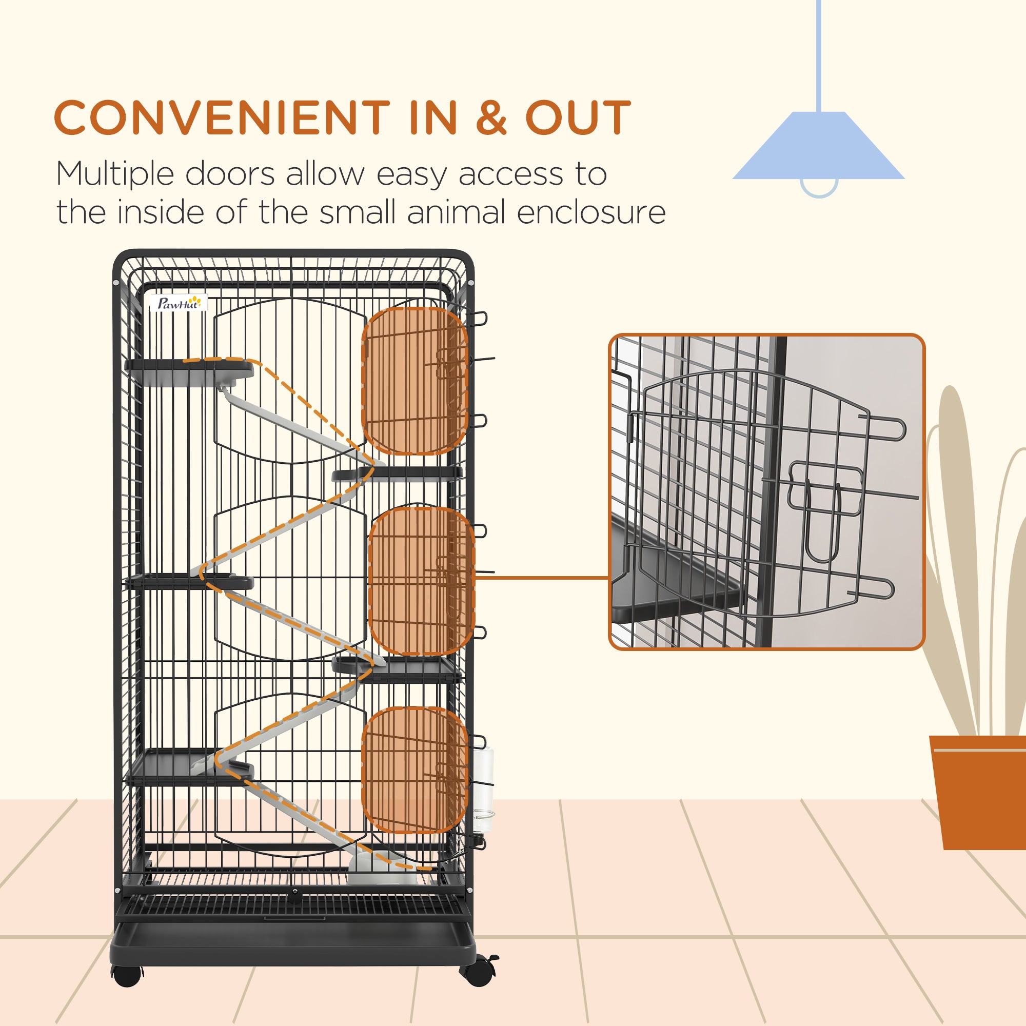 PawHut 6 Levels Removable Small Animal Cage, 131cm - Black - North Peak Garden Furniture