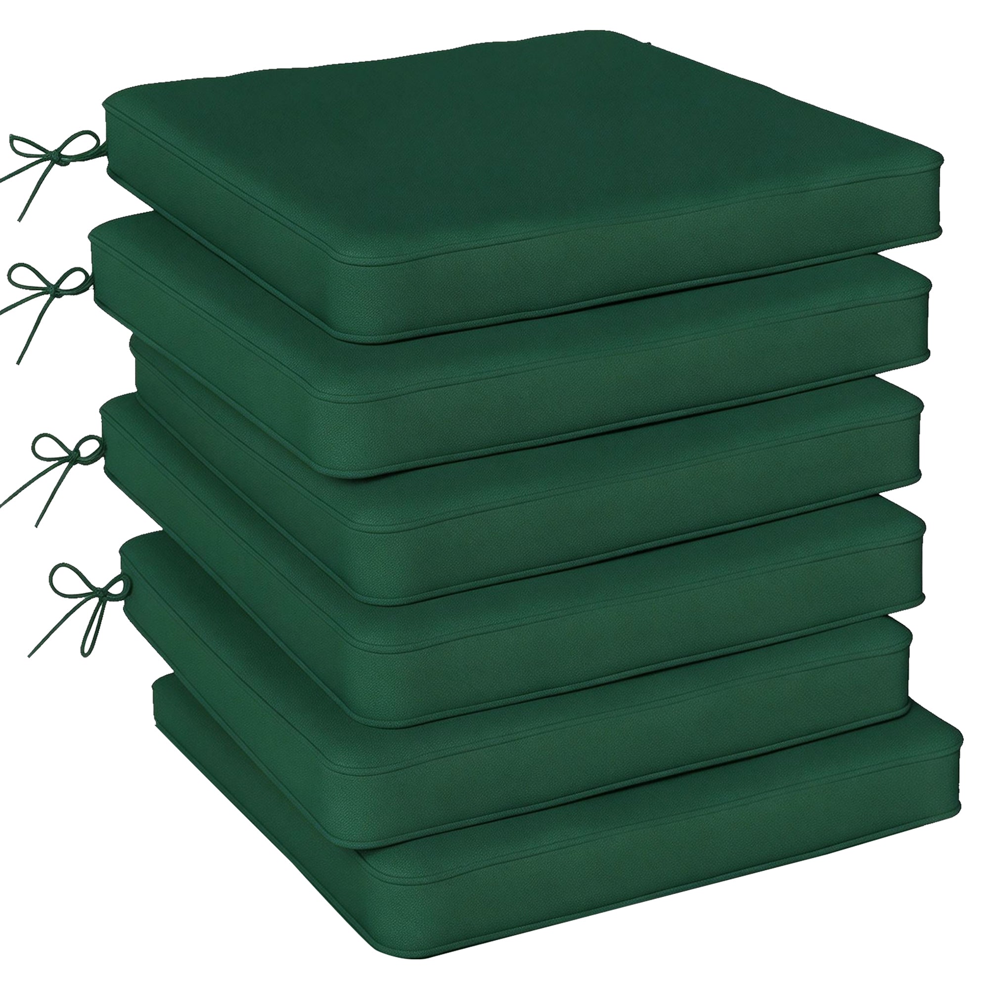 Outsunny Set of 6 Chair Cushion Seat Pads Dining Chair w/ Straps, Indoor Outdoor Removable Tie On Garden Patio, Green