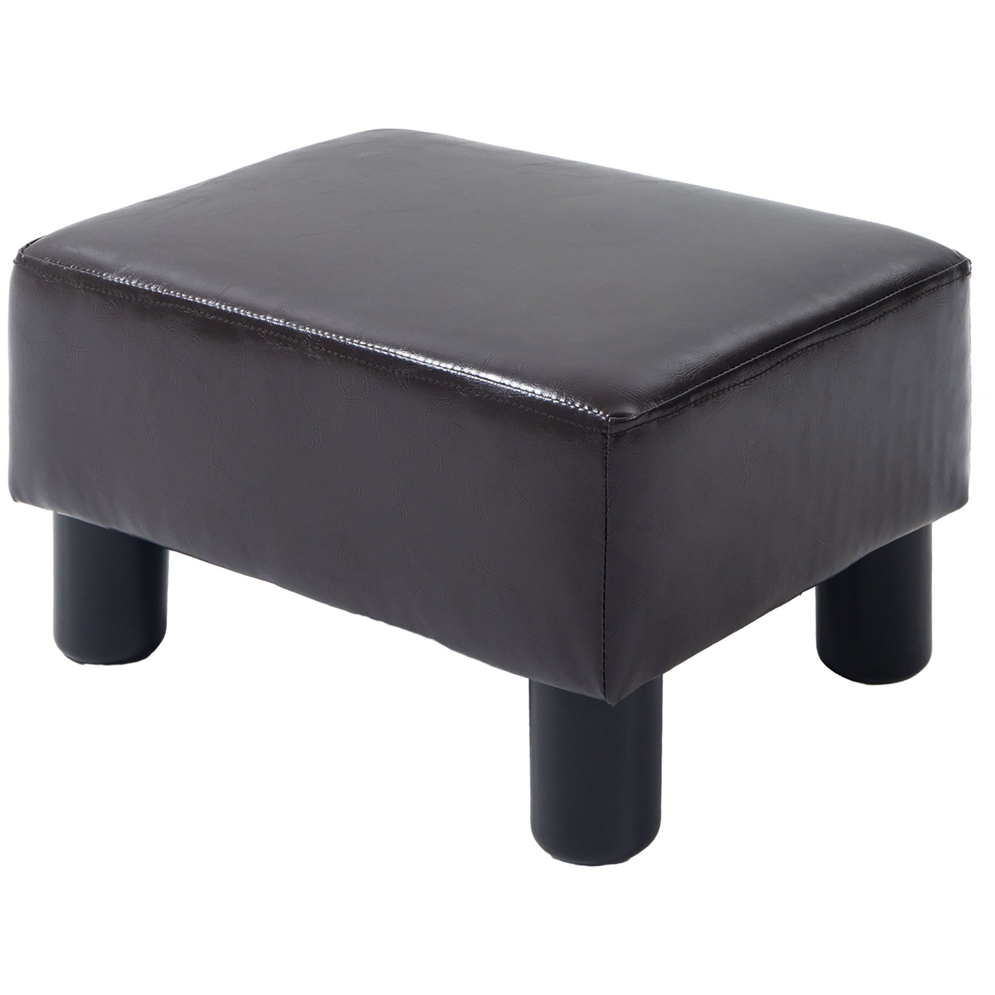 HOMCOM PU Leather Footstool Ottoman Cube with 4 Plastic Legs