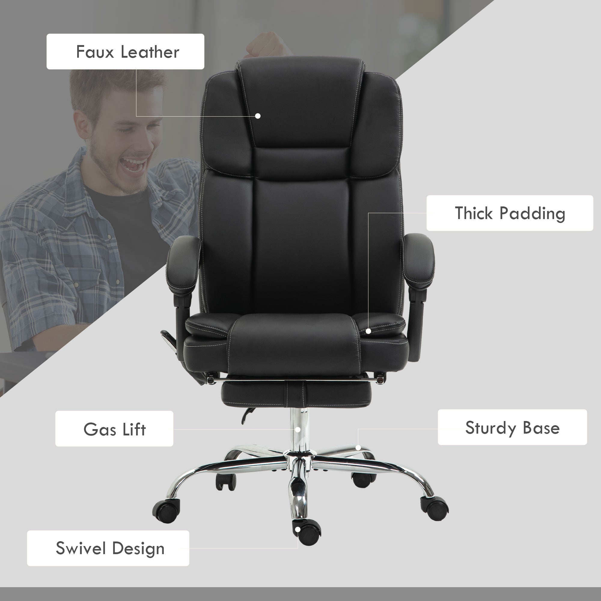 Vinsetto Six Point Vibrating Massage Office Chair - Black - North Peak Garden Furniture