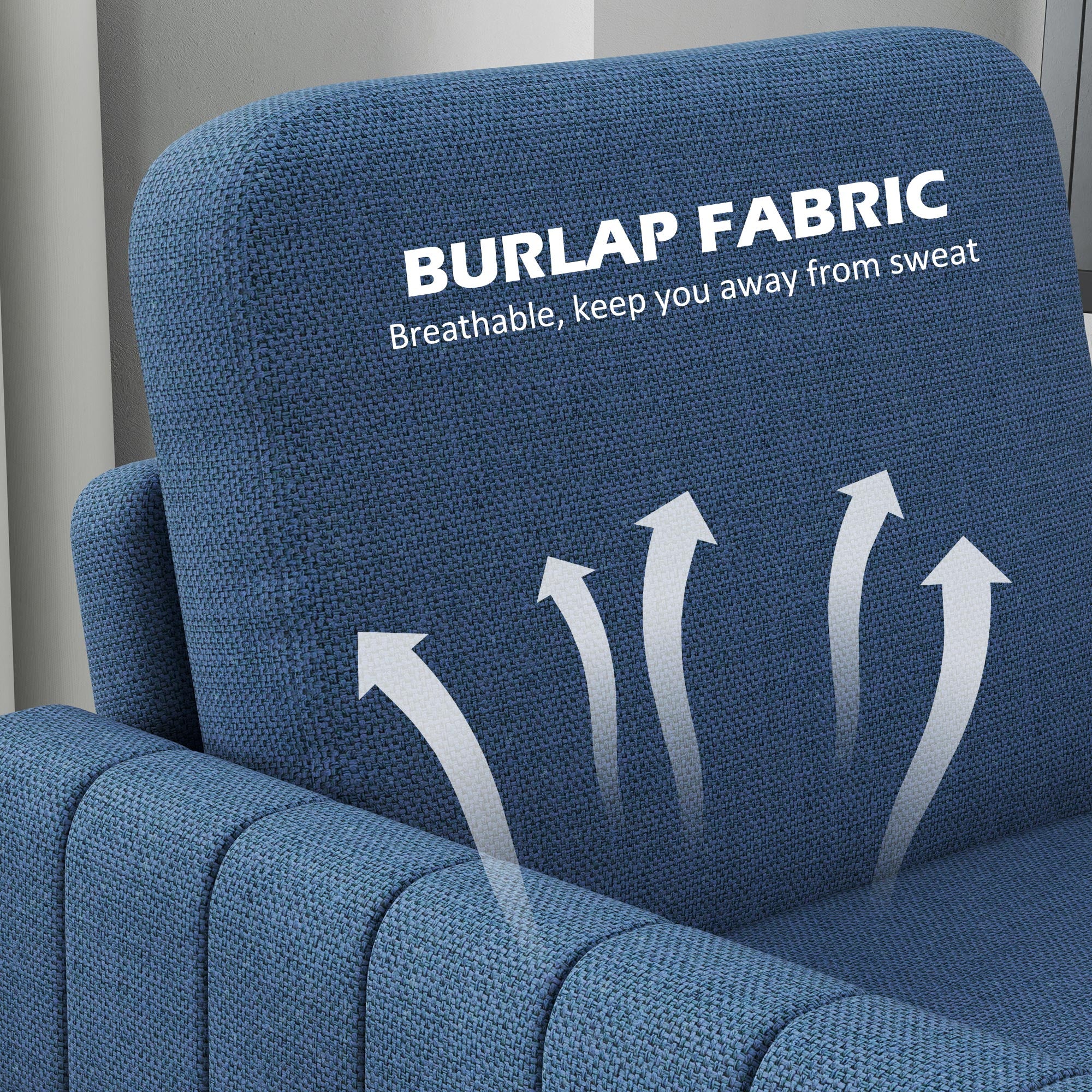HOMCOM Modern Boxy Linen-Look Armchair - Blue - North Peak Garden Furniture