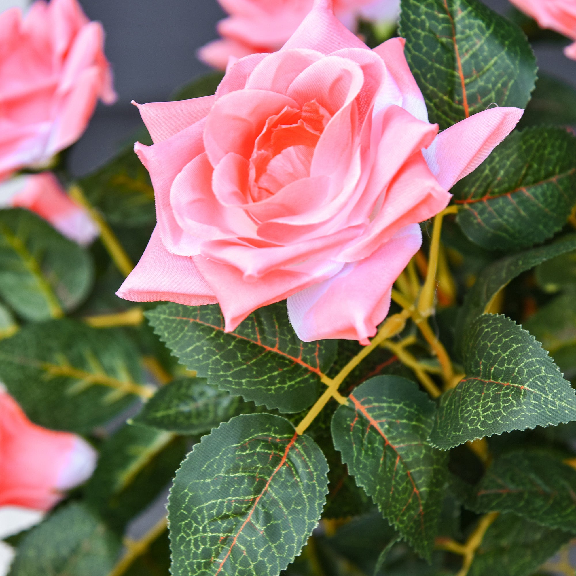 Outsunny Set of 2 Artificial Plants Pink Rose Floral in Pot, Fake Plants for Home Indoor Outdoor Decor, 90cm - North Peak Garden Furniture