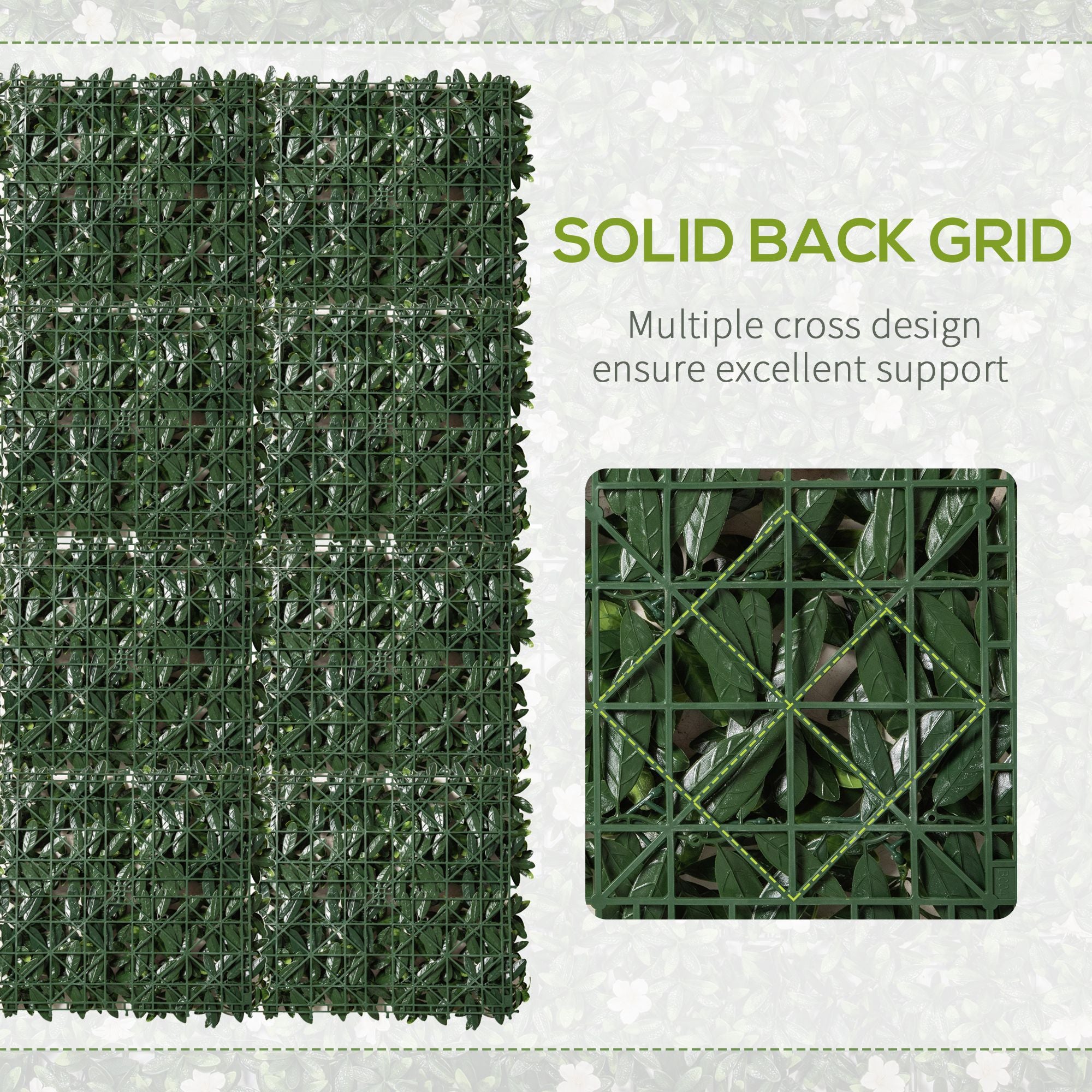 Outsunny 12PCS Artificial Boxwood Wall Panels 50cm x 50cm Rhododendron Privacy Fence Screen Faux Hedge Greenery Backdrop for Home Garden Backyard Balcony - North Peak Garden Furniture