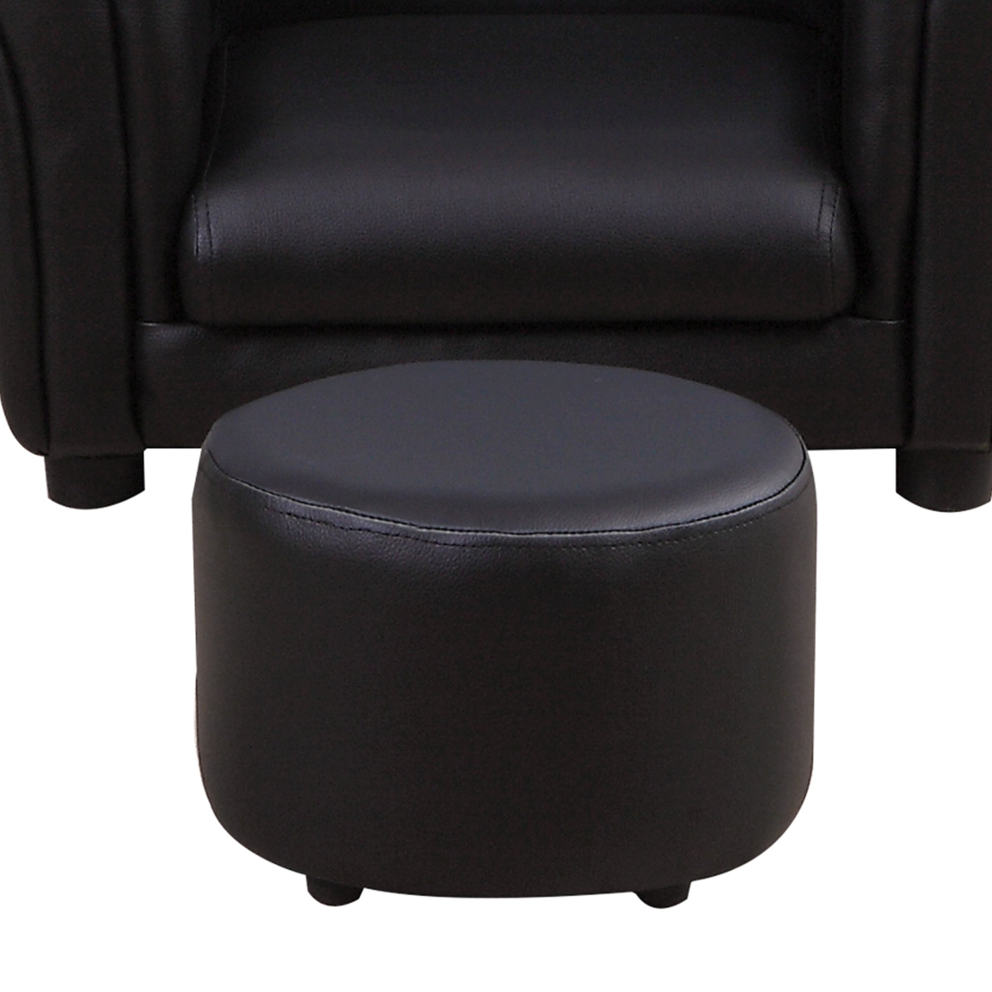HOMCOM Toddler Chair Single Seater Kids Sofa Set, 54 x 42 x 41cm, Kids Sofa with Stool, Black - North Peak Garden Furniture