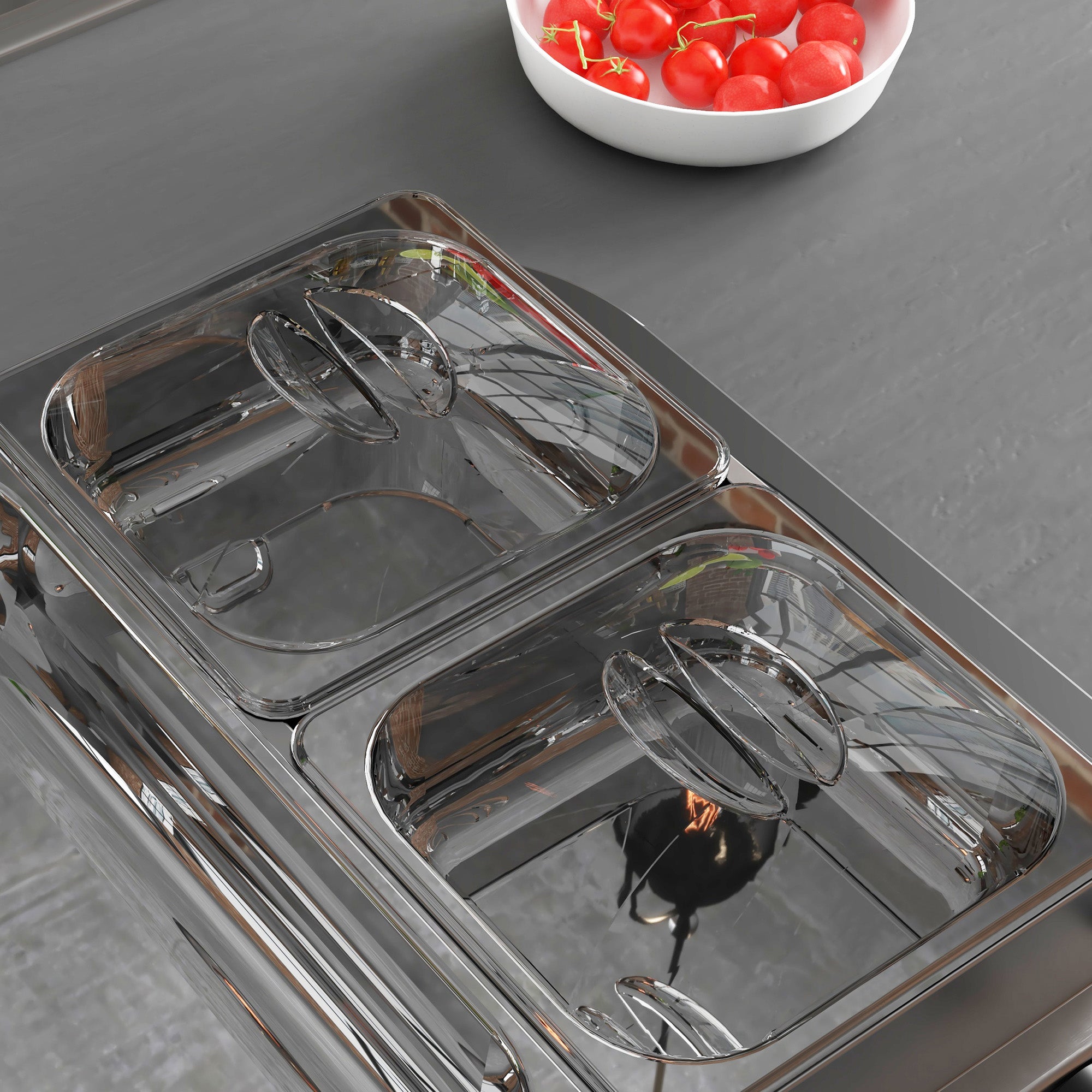 HOMCOM 4 Tray Electric Food Warmer Buffet Server with Warming Plate, Cool Touch Handles, Adjustable Temperature, 300W, 2 x 2.4L and 2 x 1L Pans - North Peak Garden Furniture