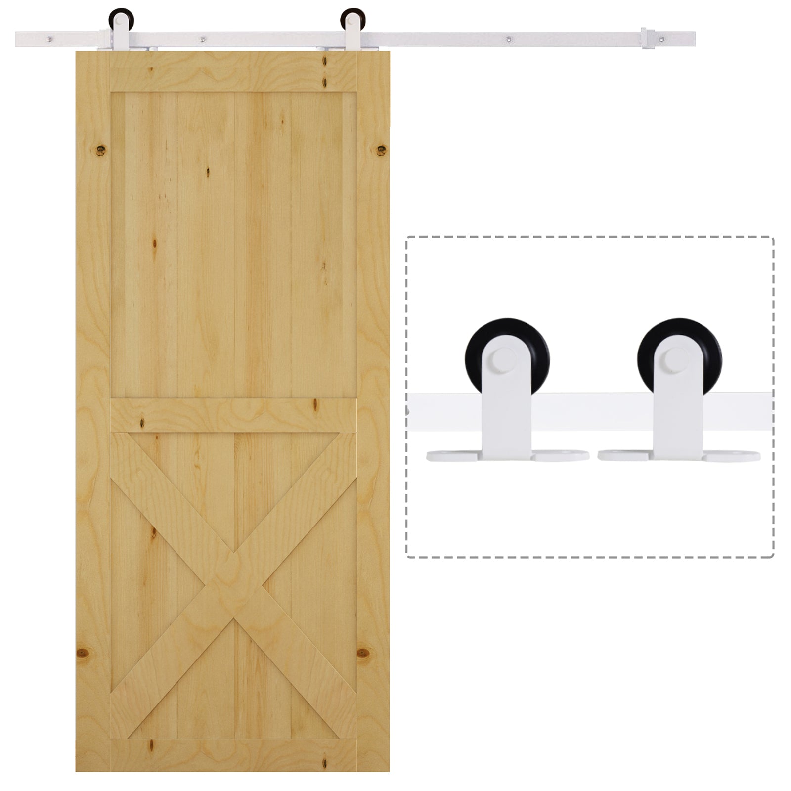 HOMCOM 6FT Rustic Interior Sliding Barn Door Mounting Hardware Kit - White - North Peak Garden Furniture
