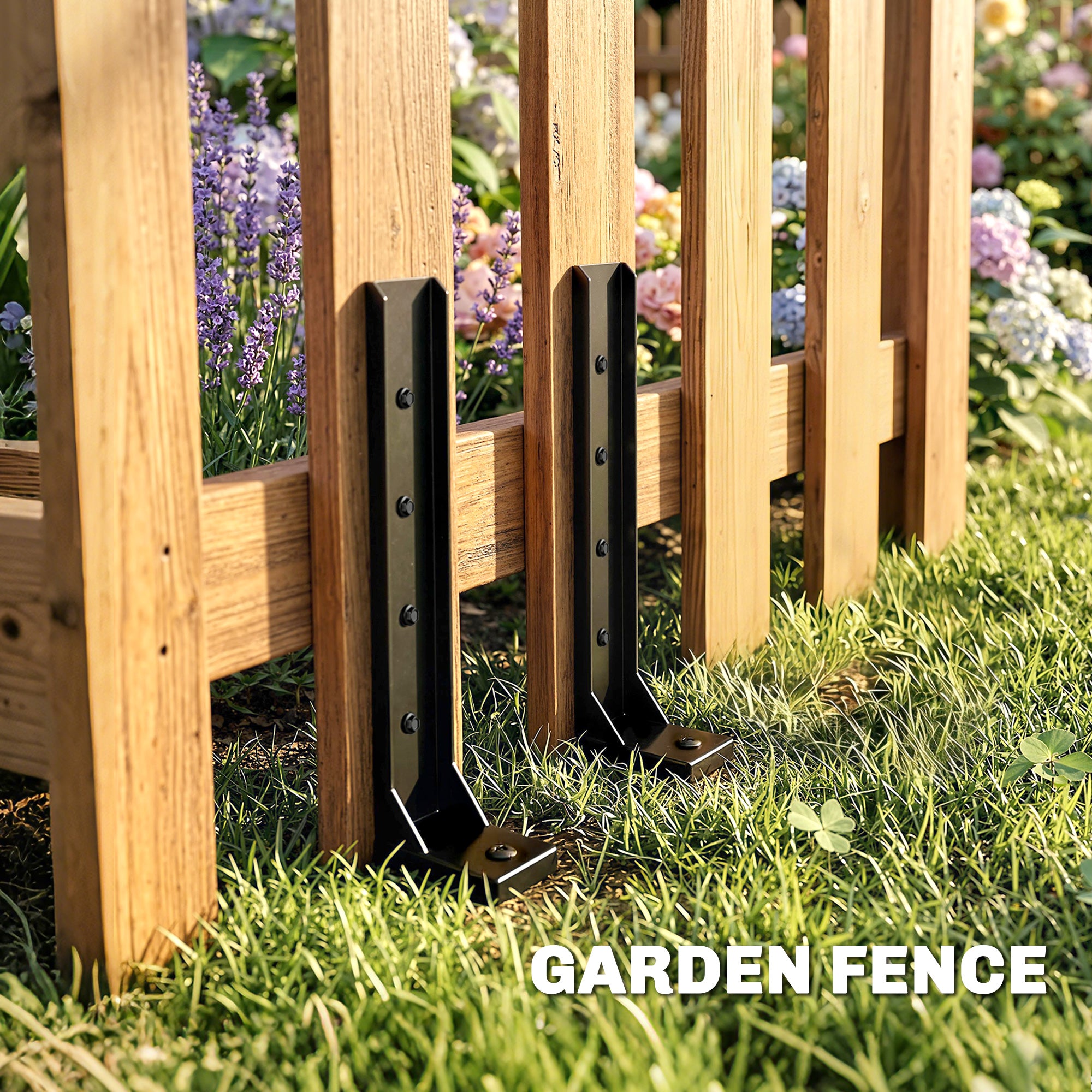 Outsunny 2 Pack Fence Post Repair Kit, 81 cm Metal Fence Post Support with Drill, Garden Ground Spikes for Broken Gate, Posts