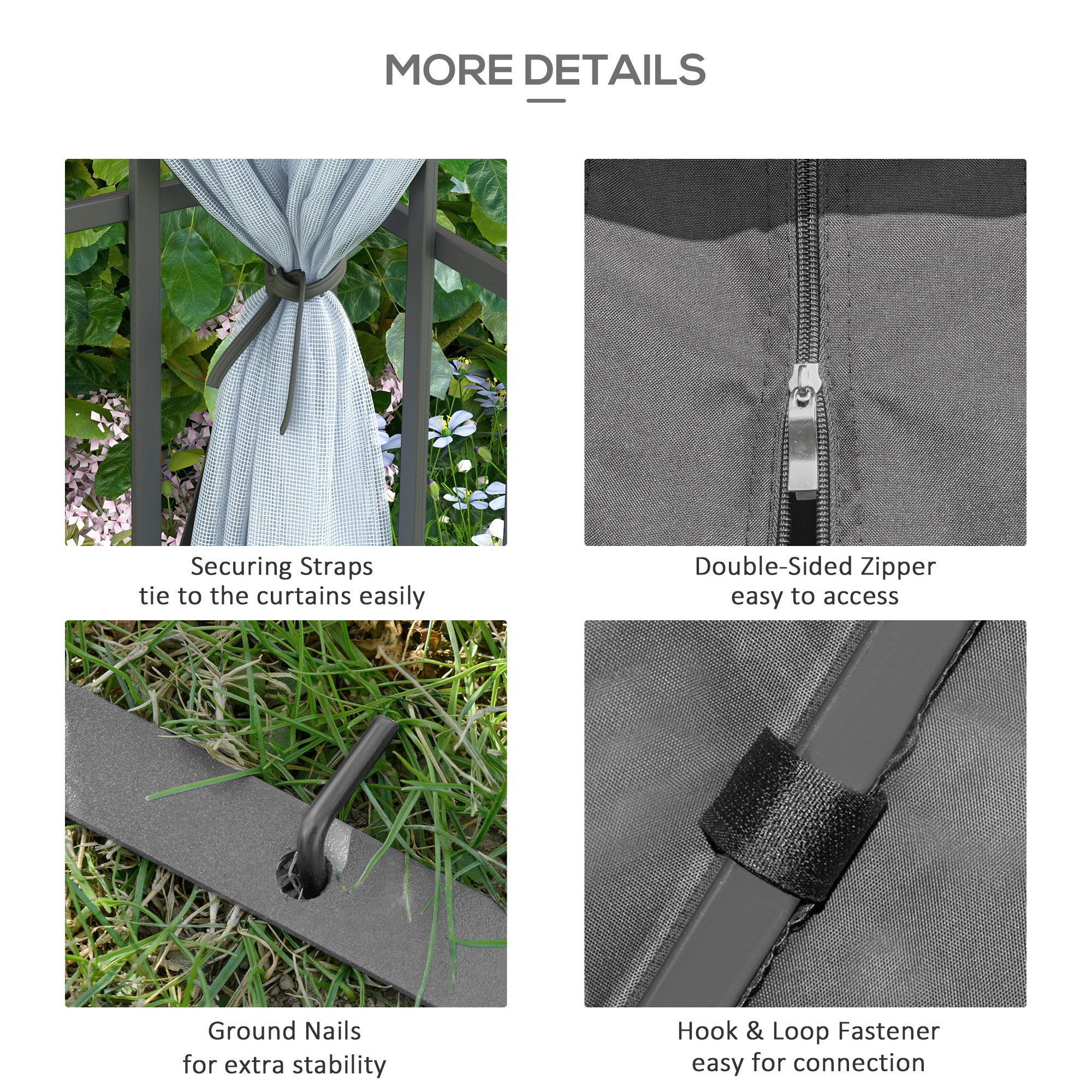 Outsunny 3 x 3(m) Patio Gazebo Canopy Garden Pavilion Tent Shelter with 2 Tier Roof and Mosquito Netting, Steel Frame, Grey - North Peak Garden Furniture