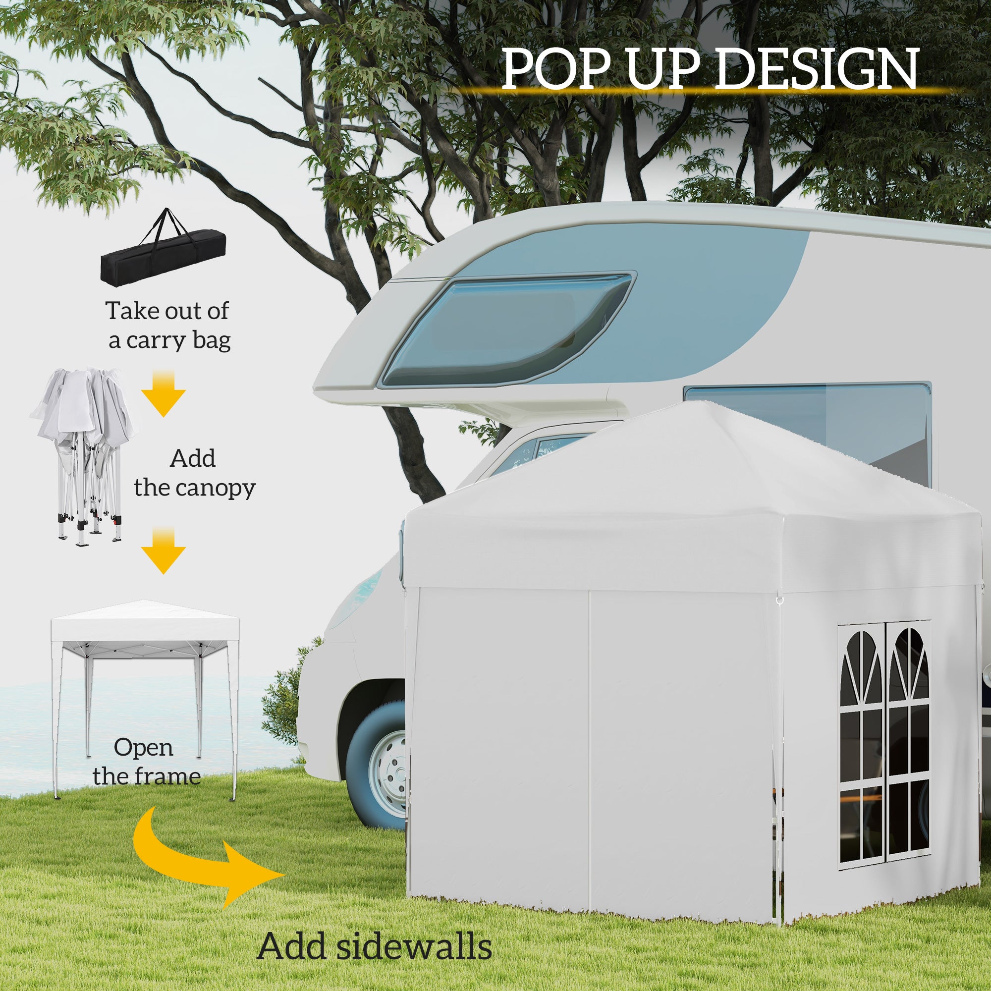 Outsunny Pop Up Gazebo Canopy, size (2 x2m)-White