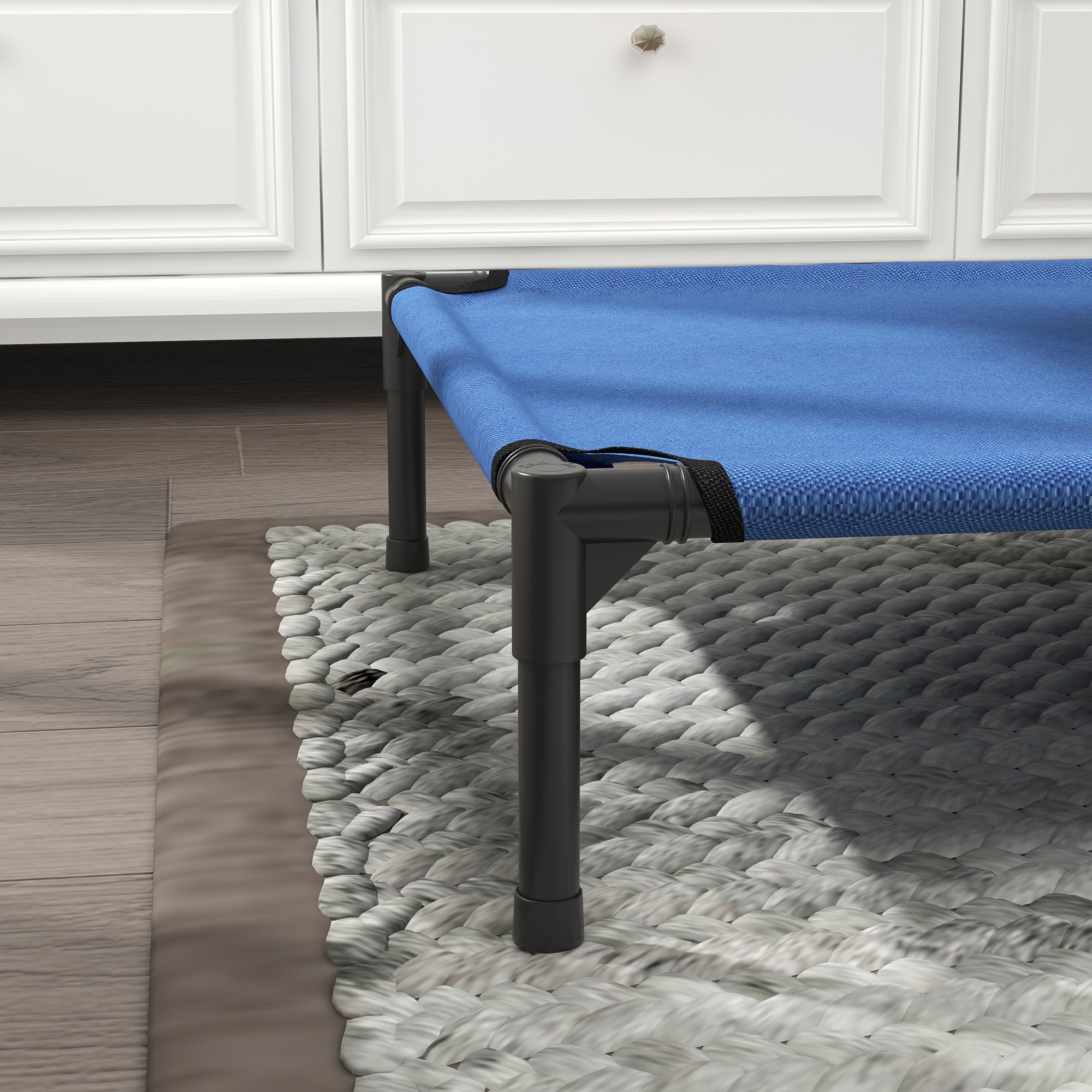 PawHut Raised Dog Bed Cat Elevated Lifted Portable Camping w/ Metal Frame Blue (Medium) - North Peak Garden Furniture