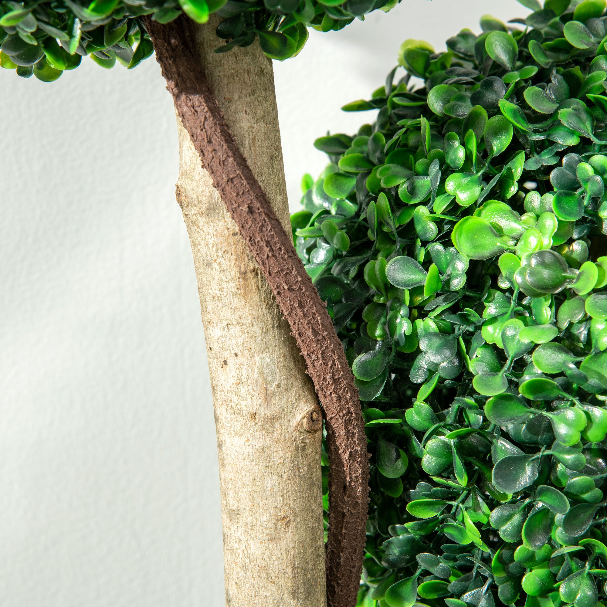 HOMCOM Decorative Artificial Plant Boxwood Ball Topiary Tree in Pot Fake Plant for Home Indoor Outdoor Decor, 90 cm, Dark Green - North Peak Garden Furniture