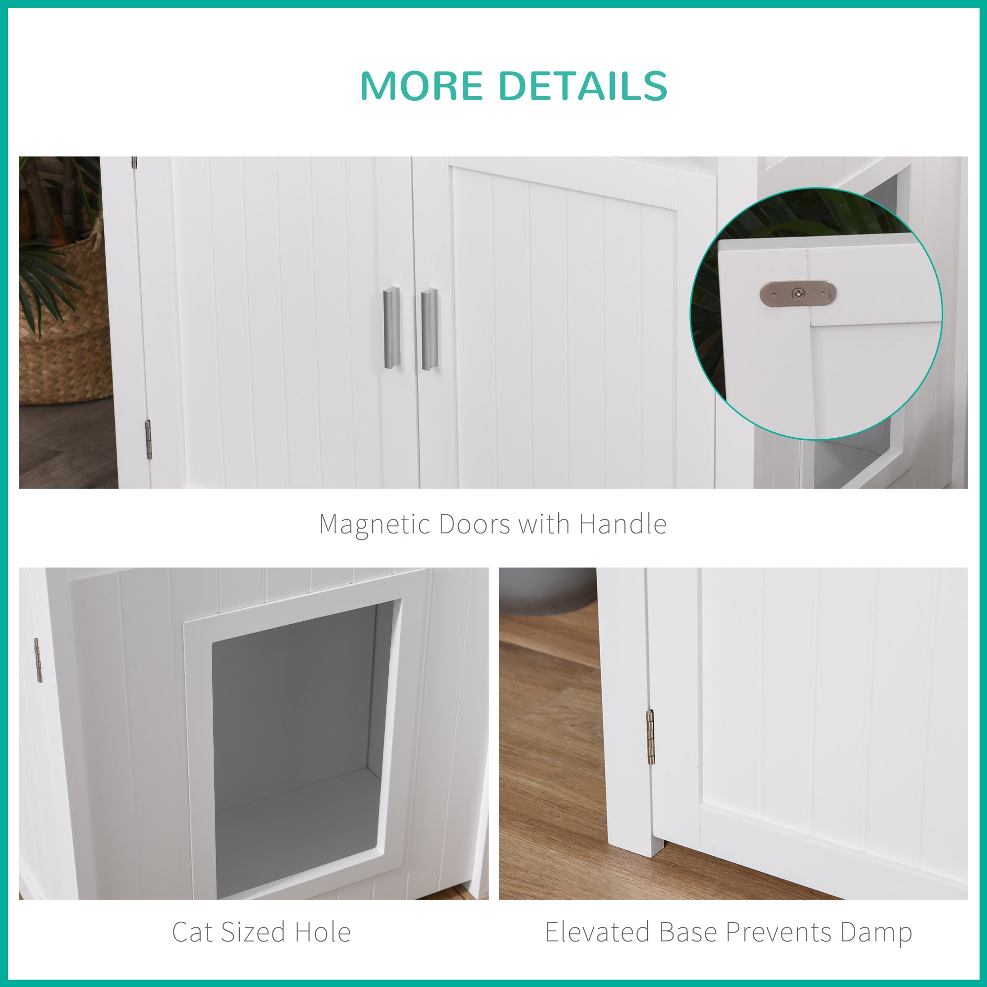 PawHut Wooden Cat Litter Box Enclosure Furniture with Adjustable Interior Wall & Large Tabletop for Nightstand, White - North Peak Garden Furniture