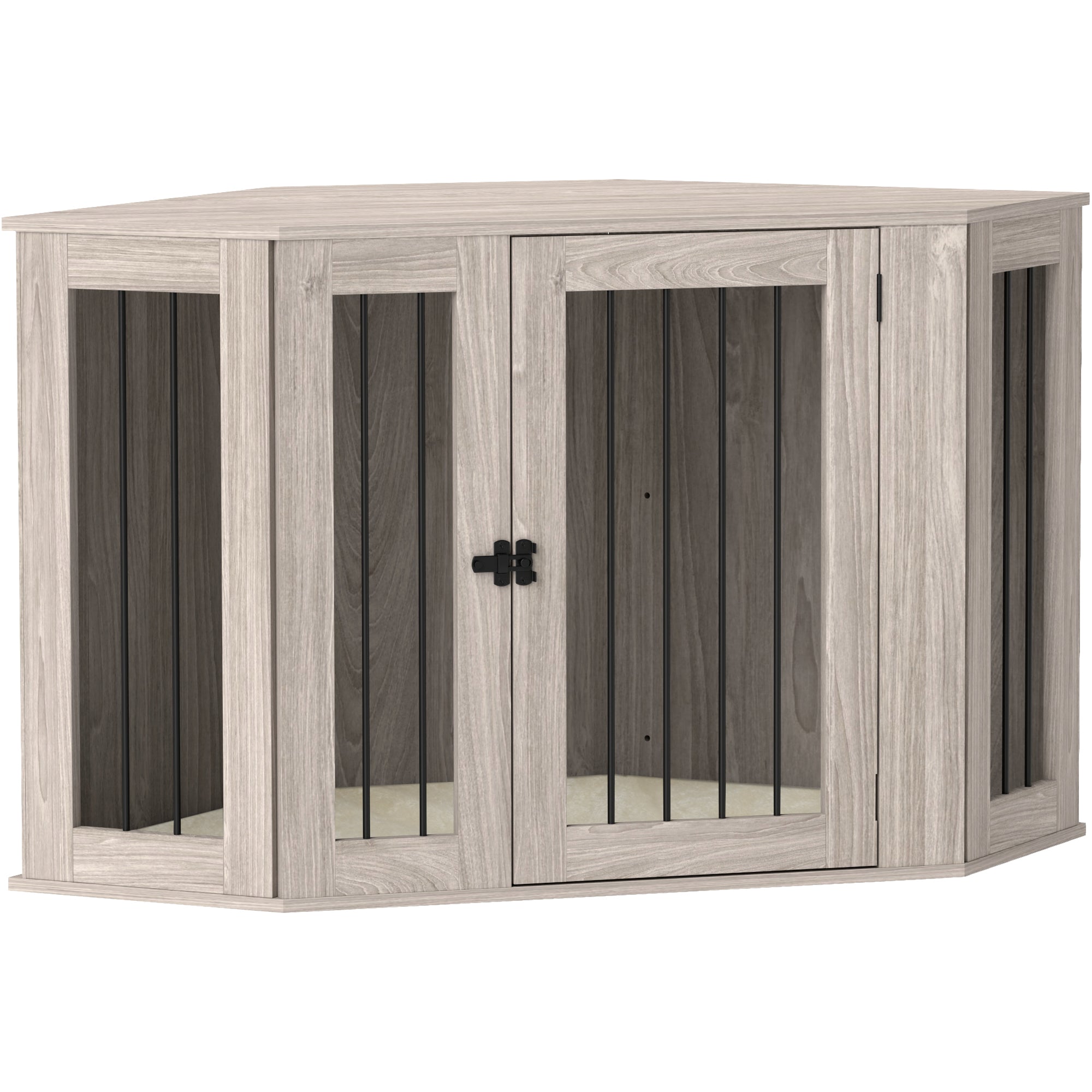 PawHut 2 in 1 Dog Crate Furniture Side Table, with Cushion, 122 x 61 x 71cm - Walnut Brown - North Peak Garden Furniture