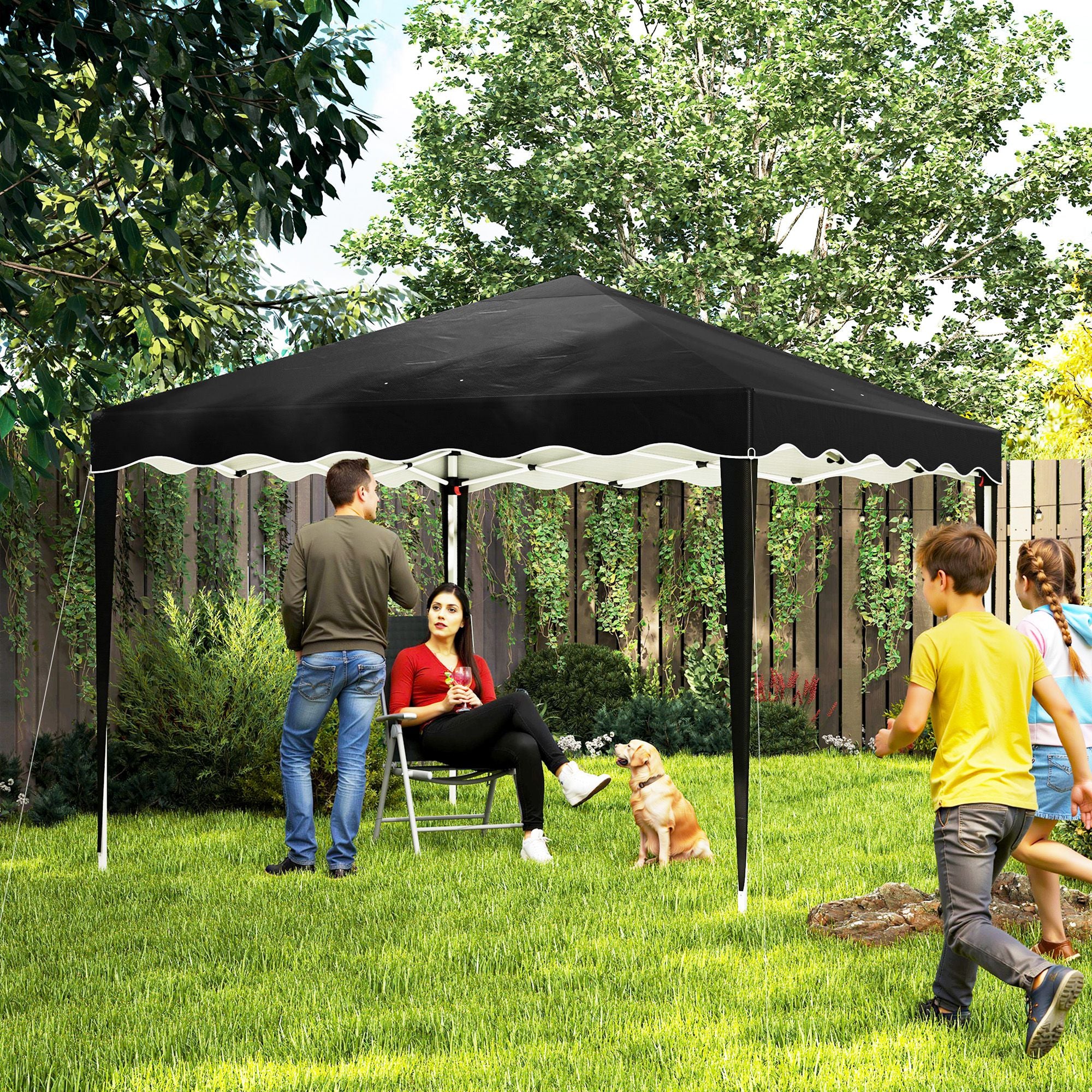 Outsunny 3 x 3cm Adjustable Height Pop-Up Gazebo, with Bag - Black - North Peak Garden Furniture