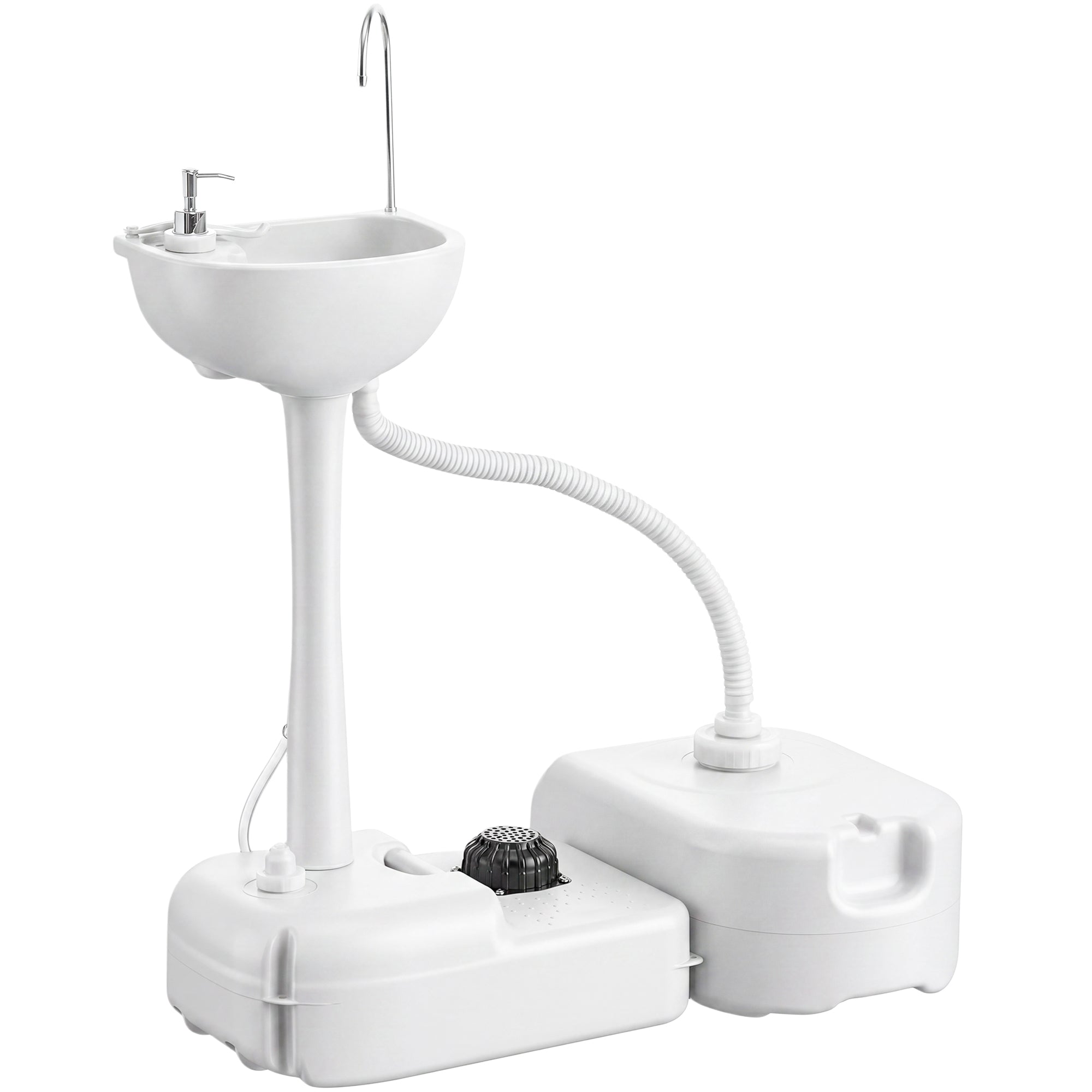 Outsunny Portable Camping Sink with Running Water and Wastewater Tank, Hand Wash Basin with Rolling Wheels, Foot Pump, Soap Dispenser for Outdoor Events, Gatherings, Picnic