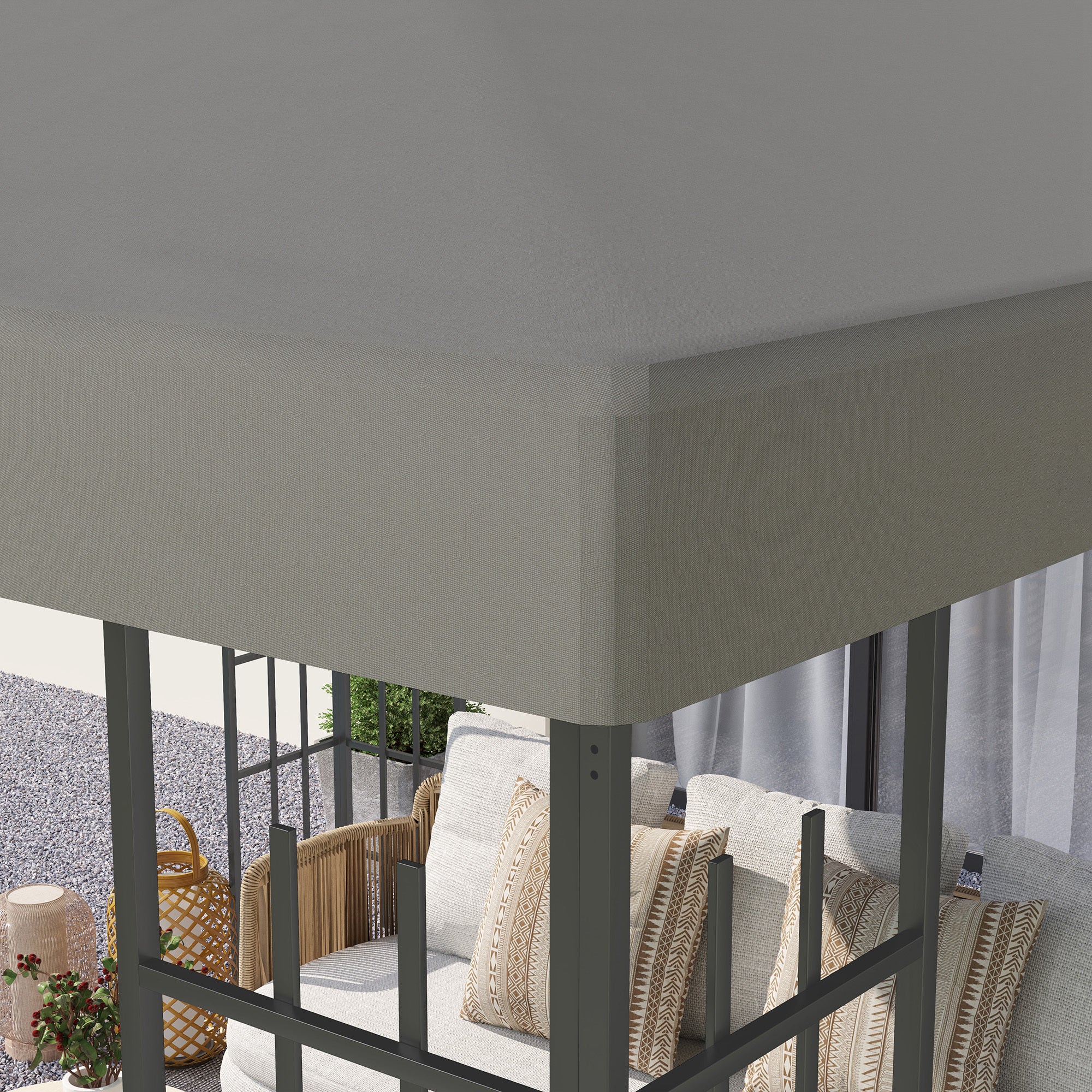 Outsunny 3 x 3(m) Gazebo Frame Replacement - Grey - North Peak Garden Furniture