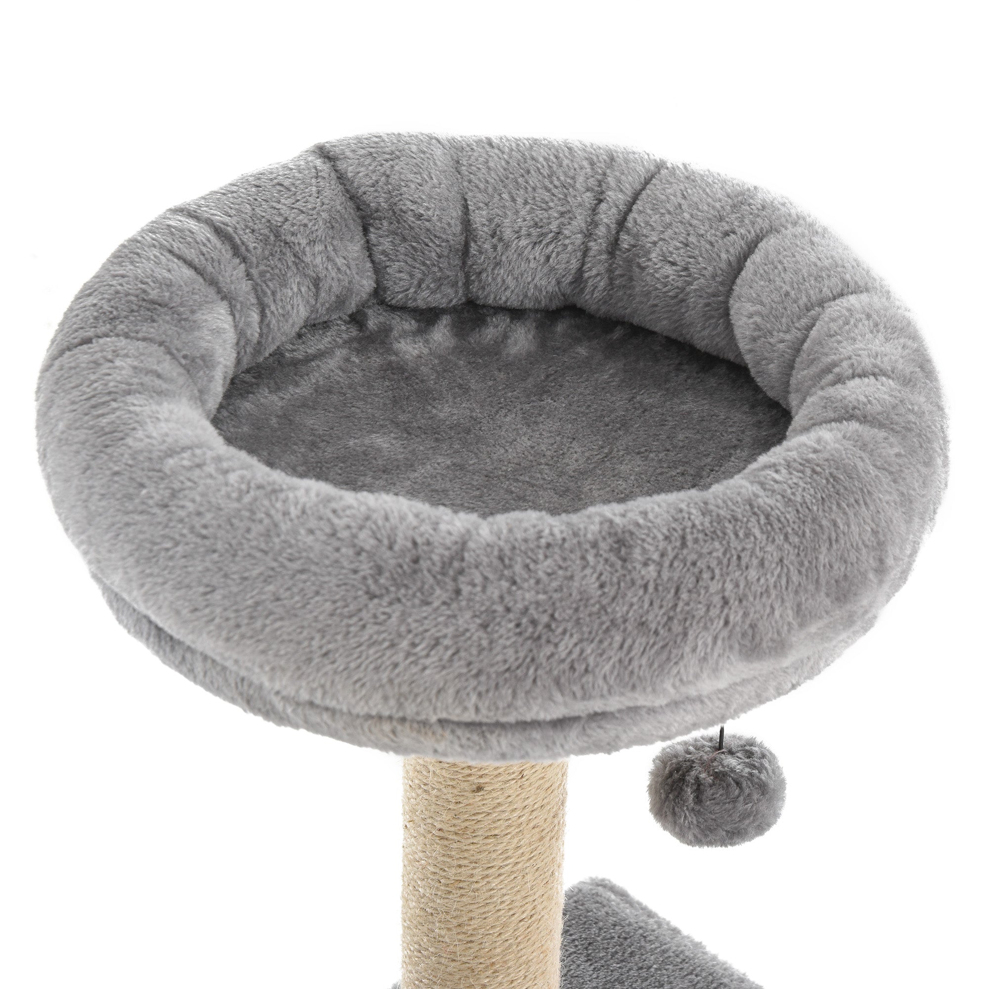 PawHut 96cm Cat Tree for Indoor Cats Condo Sisal Scratching Post Cat Tower Kitten Play House Dangling Ball Activity Center Furniture Grey - North Peak Garden Furniture