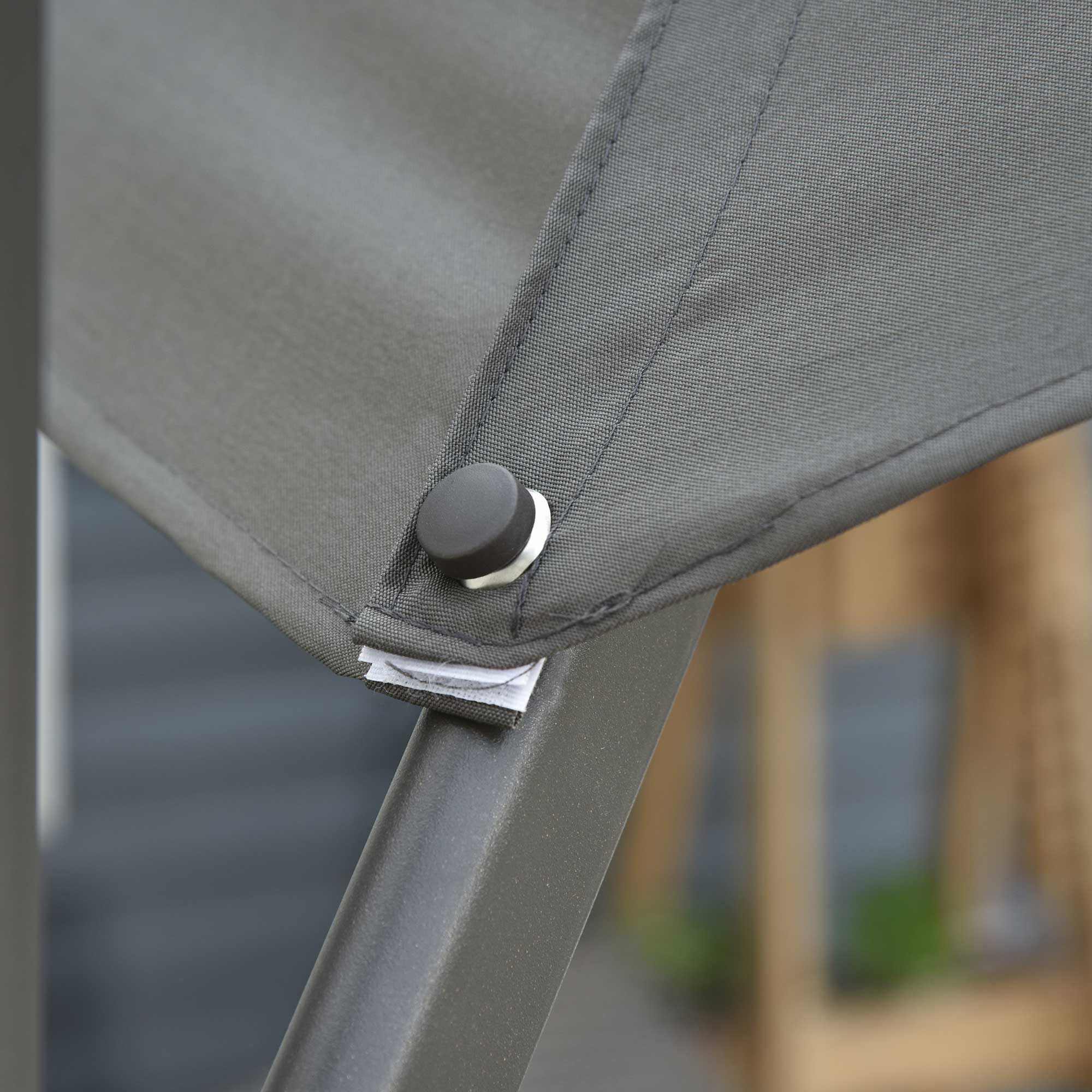 Outsunny 3(m) Offset Parasol Cantilever Hanging Umbrella 360° Rotation w/ Base Dark Grey