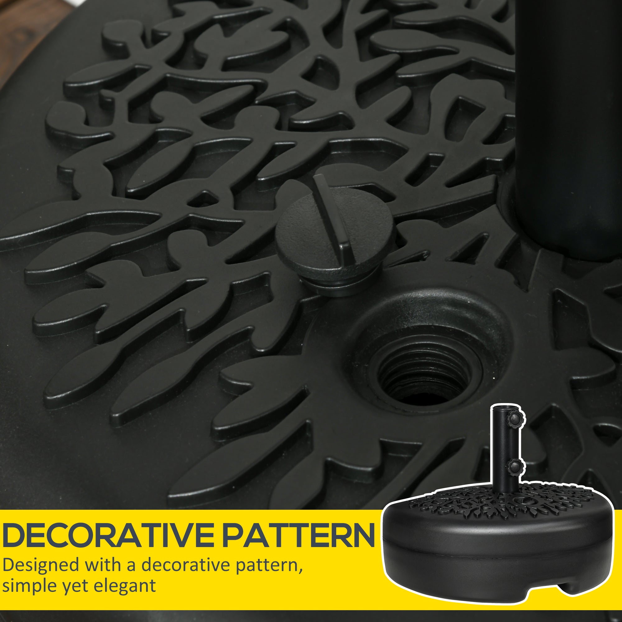 Outsunny Water/Sand Fillable Half Parasol Umbrella Base - Black - North Peak Garden Furniture