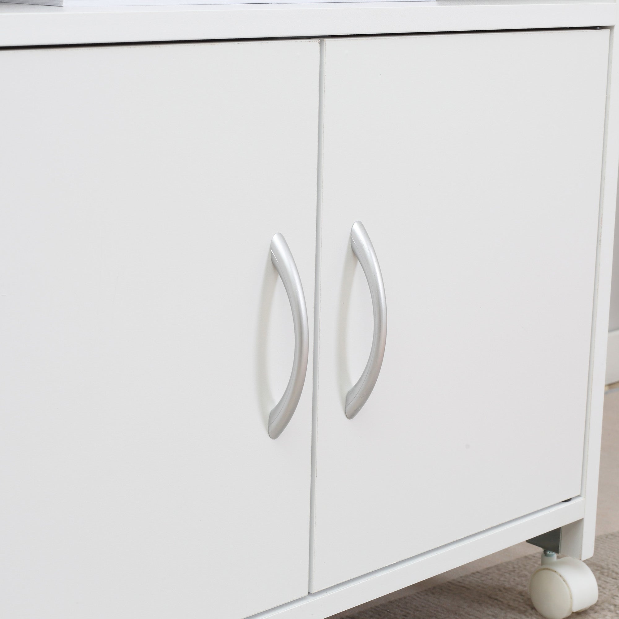 Vinsetto Printer Stand Mobile Printer Cabinet with Storage, Open Shelf, Drawer for Home Office, 60cm x 39cm x 80cm, White - North Peak Garden Furniture