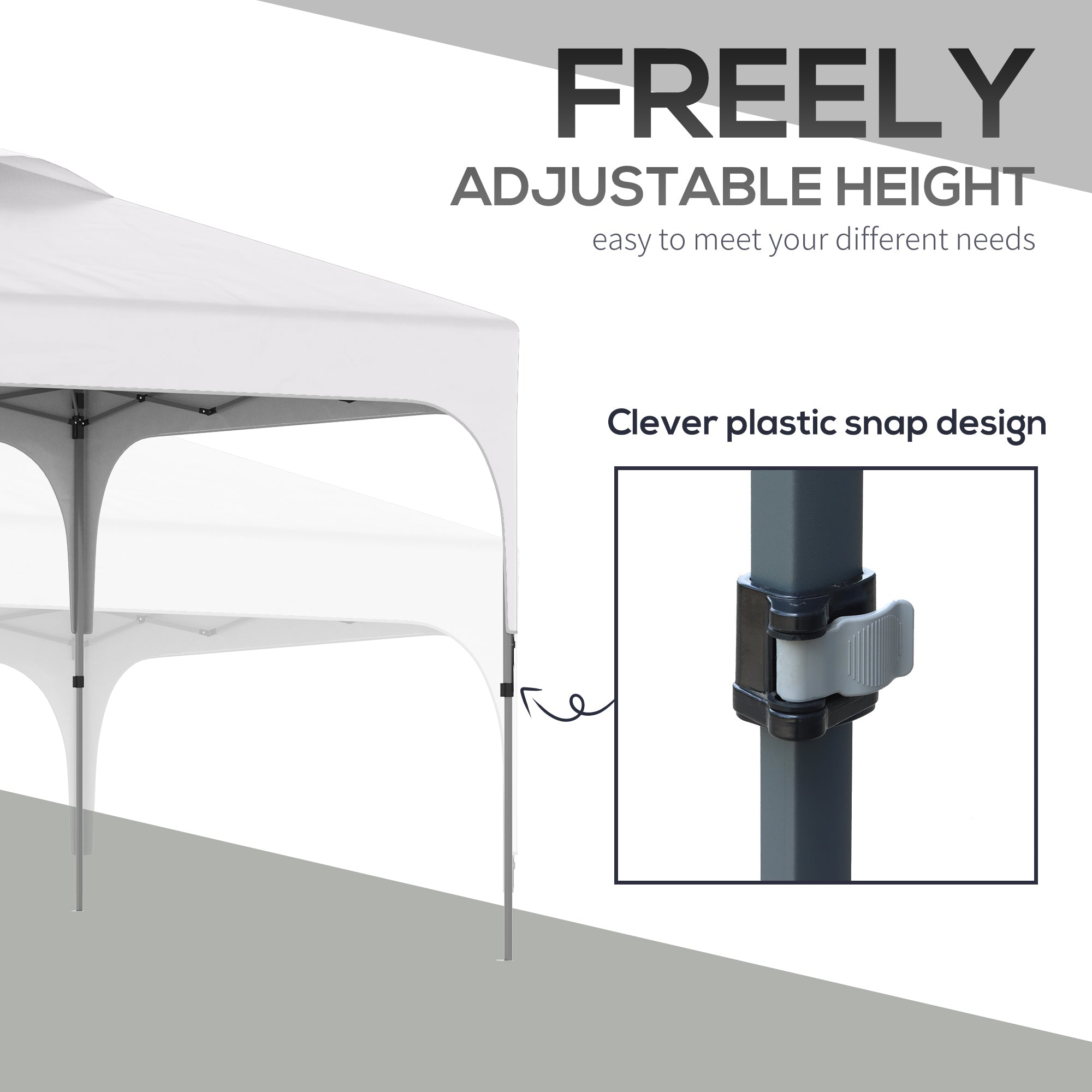 Outsunny 3 x 3 (M) Pop Up Gazebo, UPF 50+ Foldable Canopy Tent with Carry Bag with Wheels and 4 Leg Weight Bags, Height Adjustable, for Outdoor Garden Patio Party, White - North Peak Garden Furniture