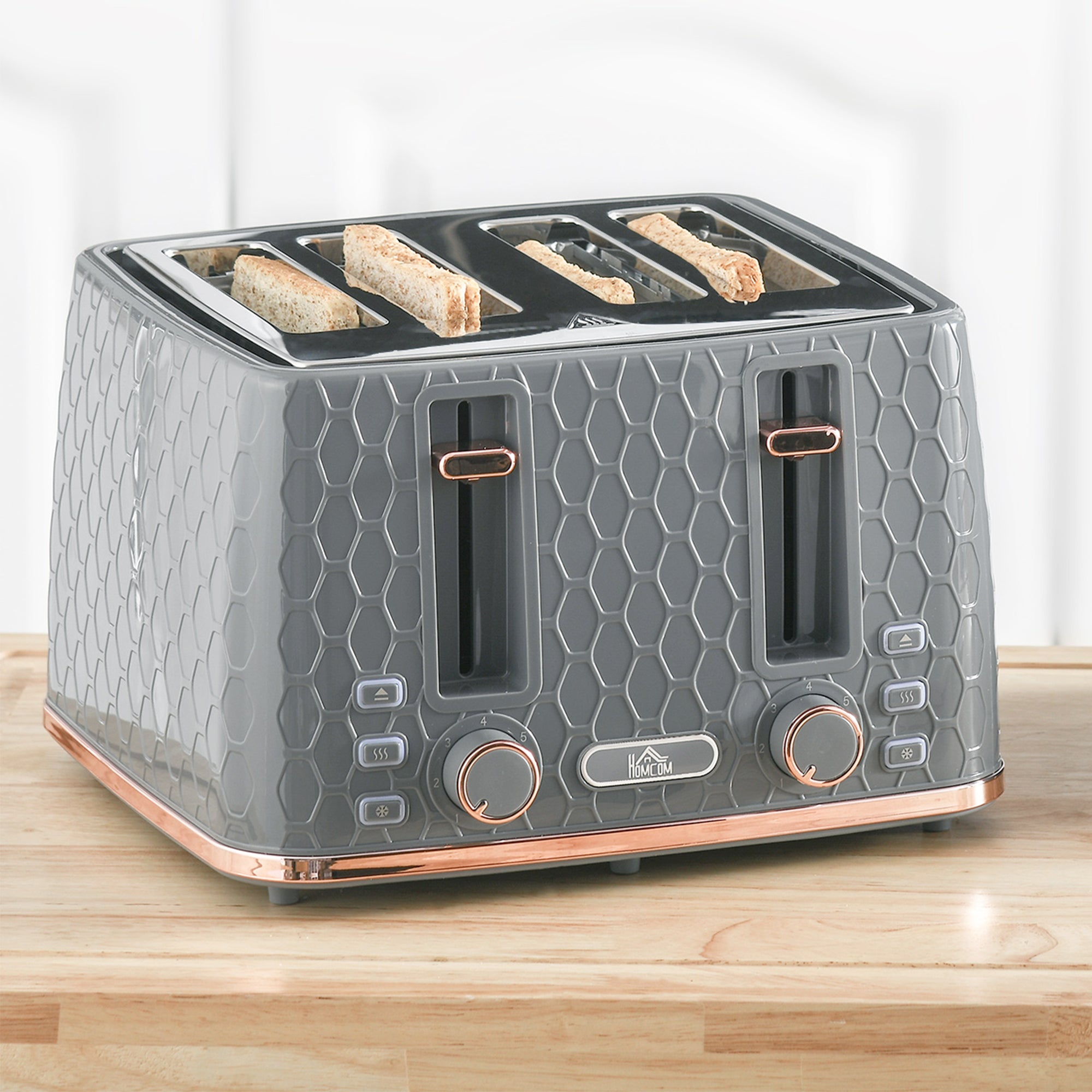 HOMCOM Four-Slice Honeycomb Toaster - Grey - North Peak Garden Furniture