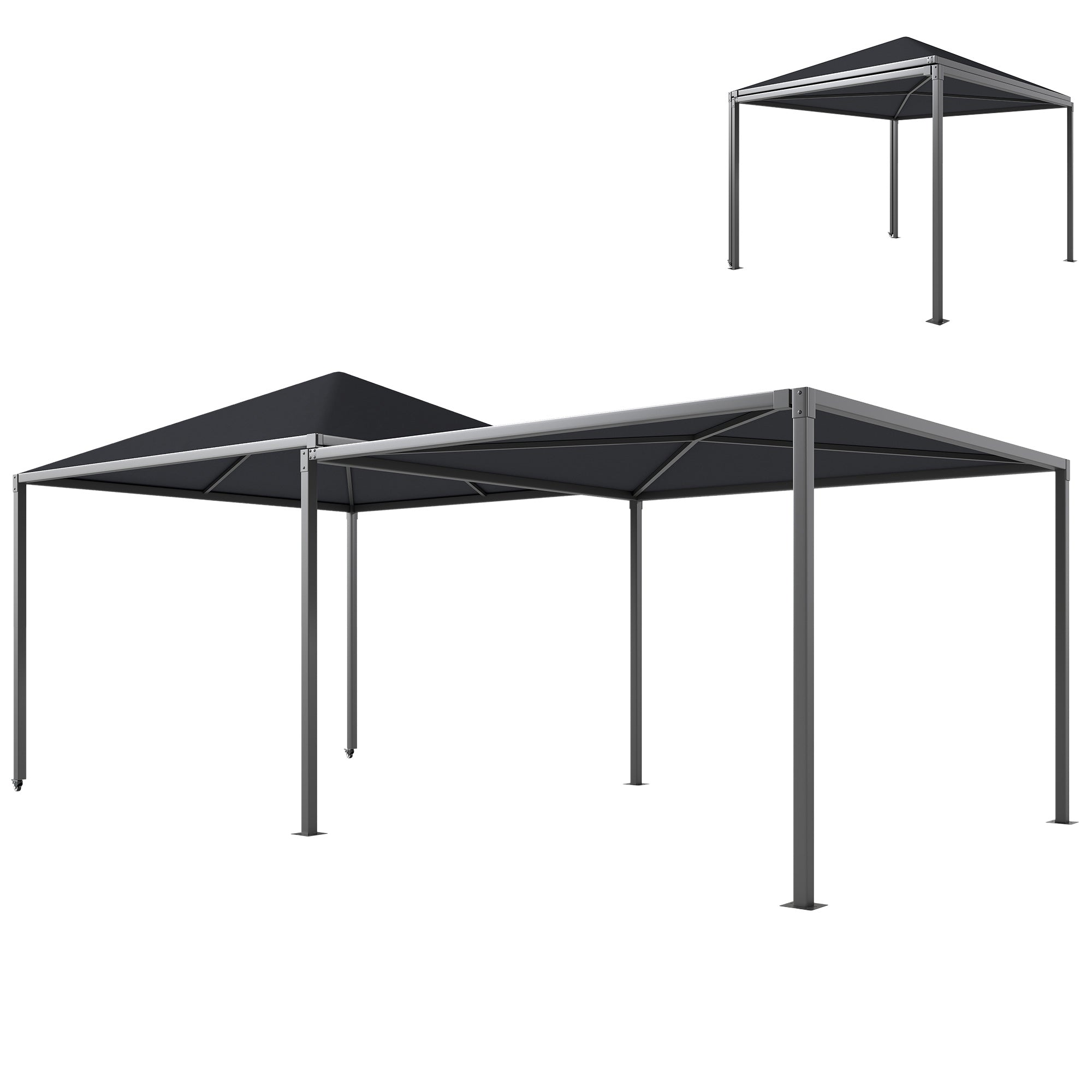 Outsunny 3 x 3 or 3 x 6m Garden Gazebo with Extendable Awning and Wheels, UPF30+ Outdoor Metal Gazebo Canopy Shelter for BBQ, Event, Party - North Peak Garden Furniture