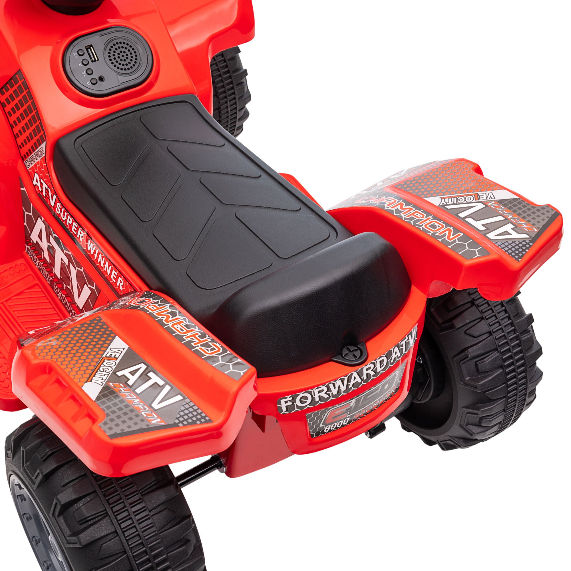HOMCOM 6V Kids Electric Ride on Car Toddlers Quad Bike Toy With Music for 18-36 months Red - North Peak Garden Furniture