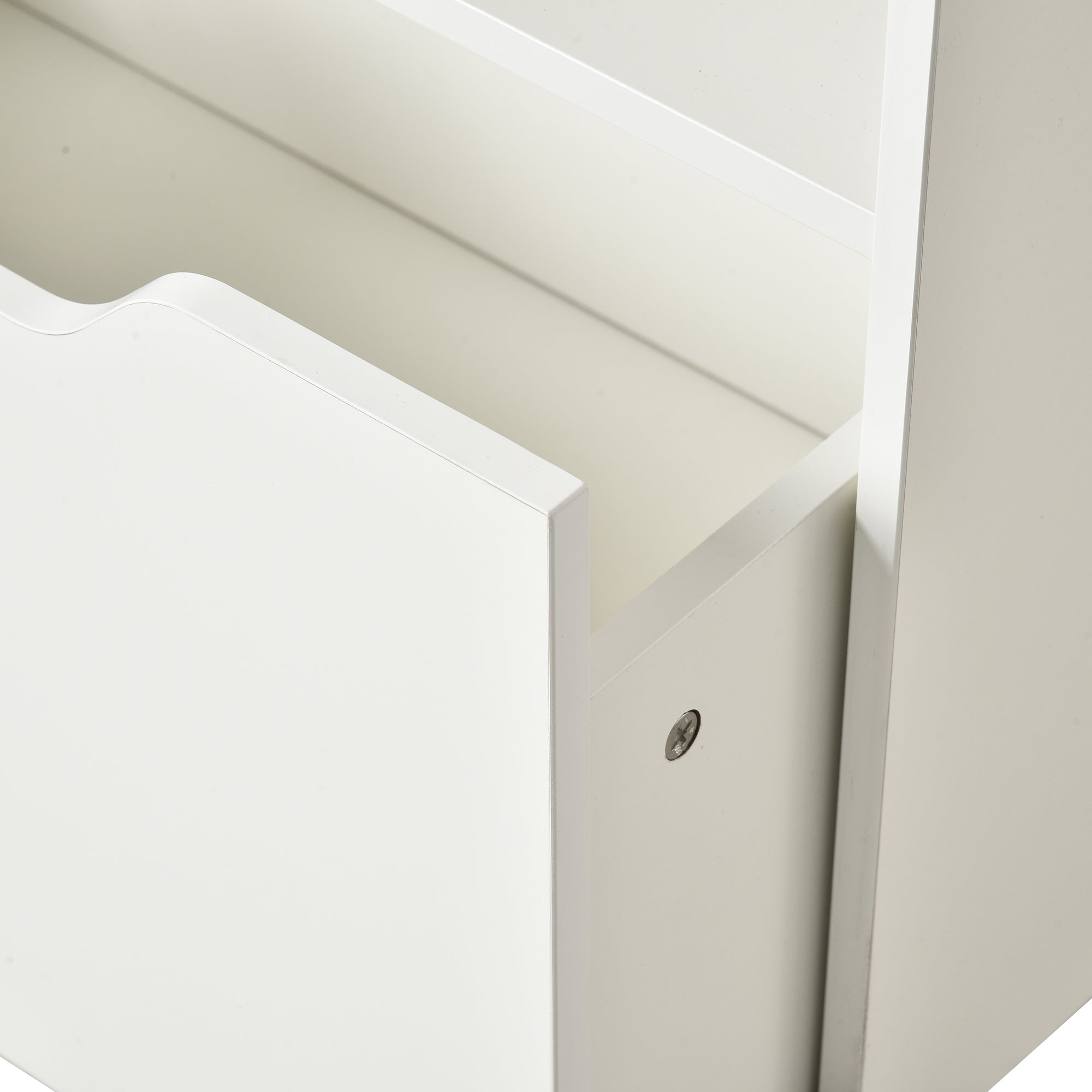 HOMCOM Kids Bookshelf, Toy Organiser, with Storage Drawer, Wheels - White - North Peak Garden Furniture