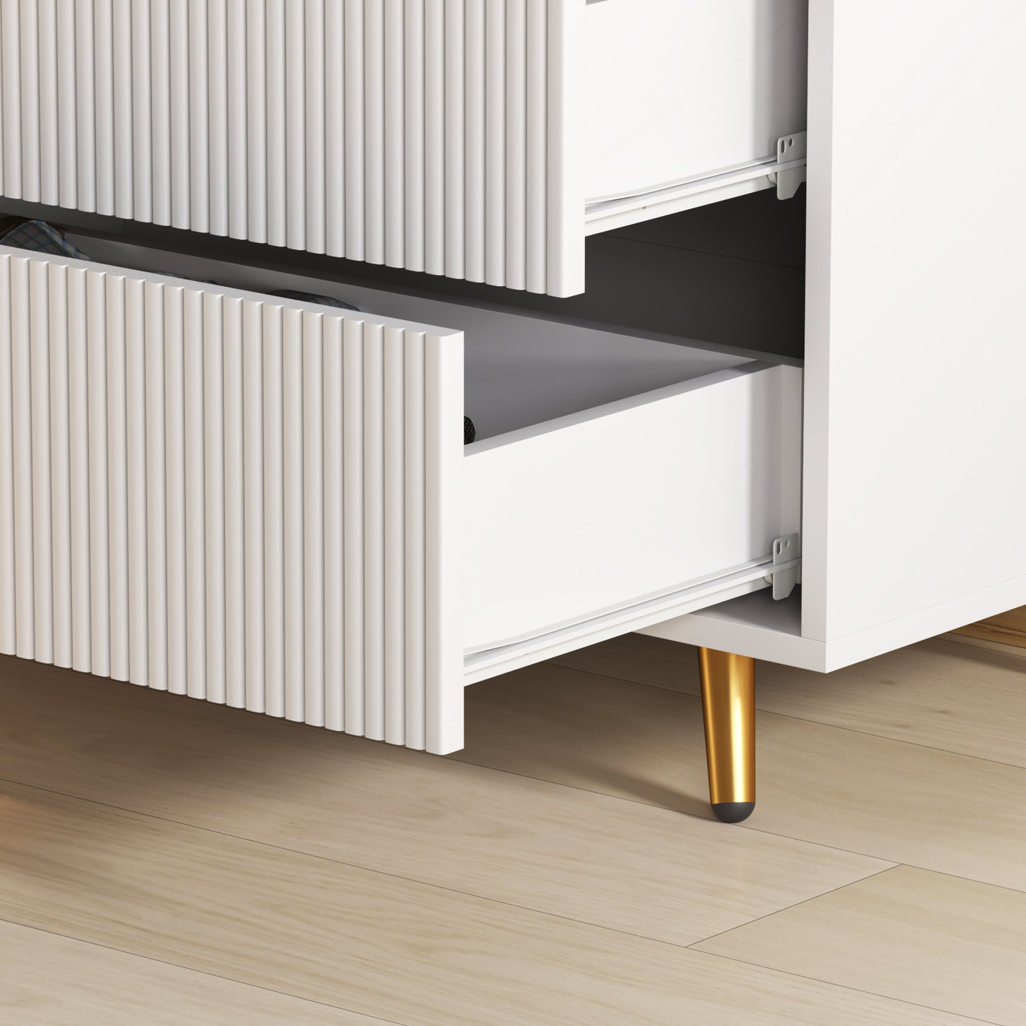 HOMCOM Elegant Four-Drawer Bedside Table - White - North Peak Garden Furniture