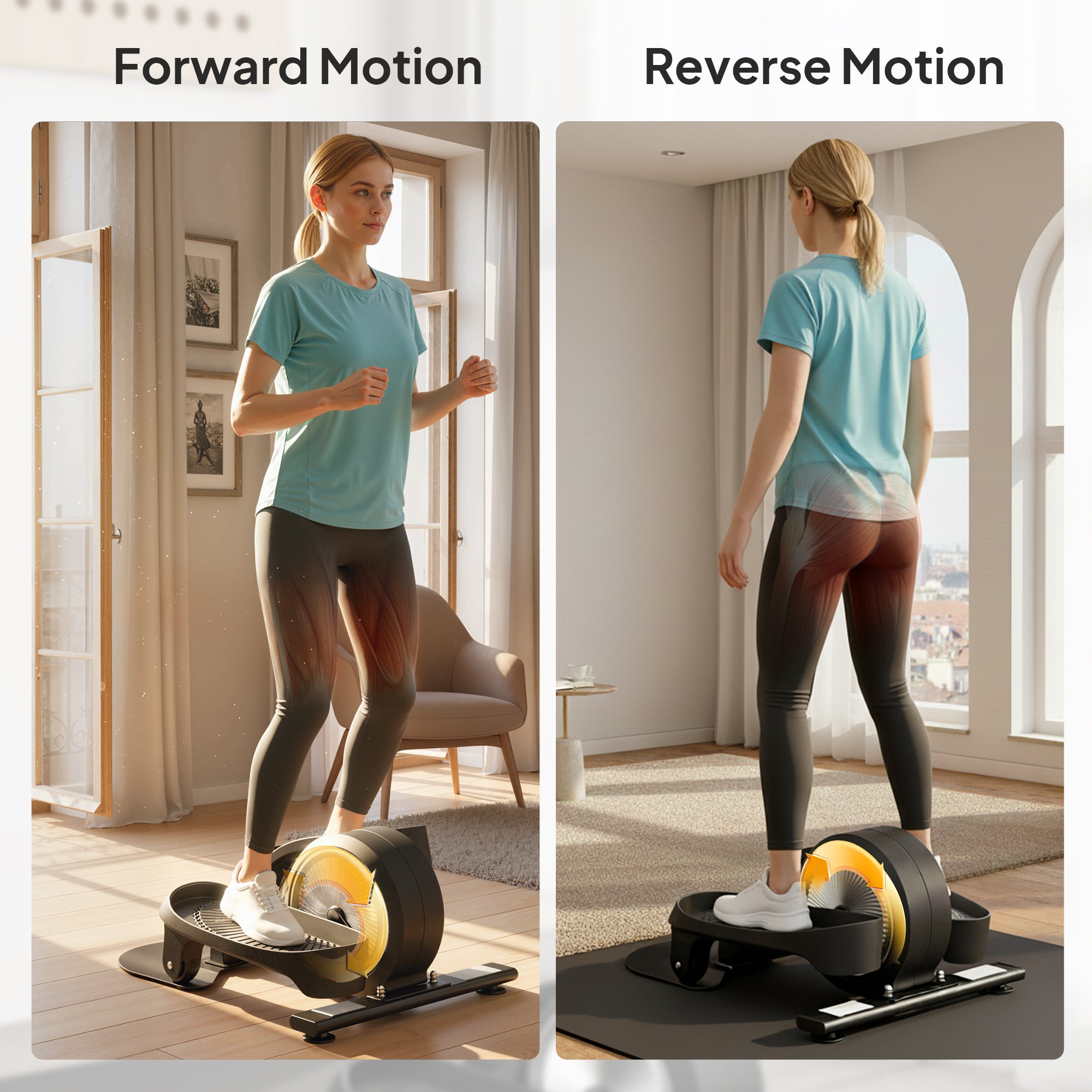 SPORTNOW Under Desk Elliptical Machine with LCD Monitor, 8 Adjustable Magnetic Resistances for 2-in-1 Seat & Stand Up Exercise