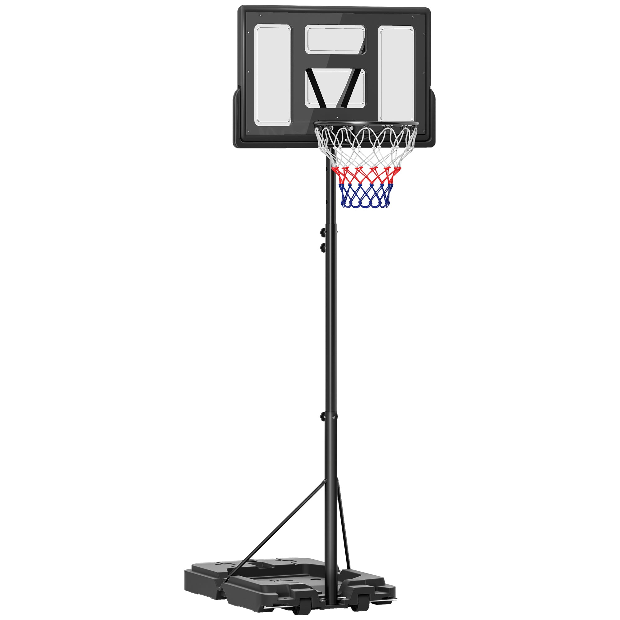 SPORTNOW Basketball Hoop Outdoor, Basketball Hoop and Stand with 10-Level Adjustable Height, Weighted Base, Portable on Wheels, 2.3-3.05m, for Teens, Juniors, Adults