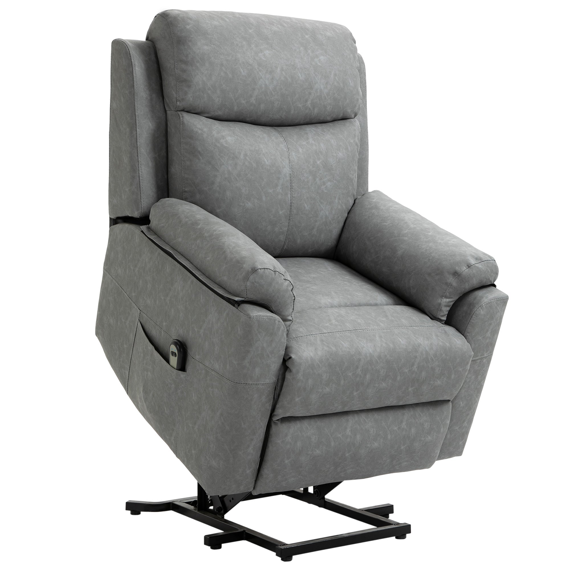 HOMCOM Faux Leather 70° Electric Riser Recliner Chair - Grey - North Peak Garden Furniture